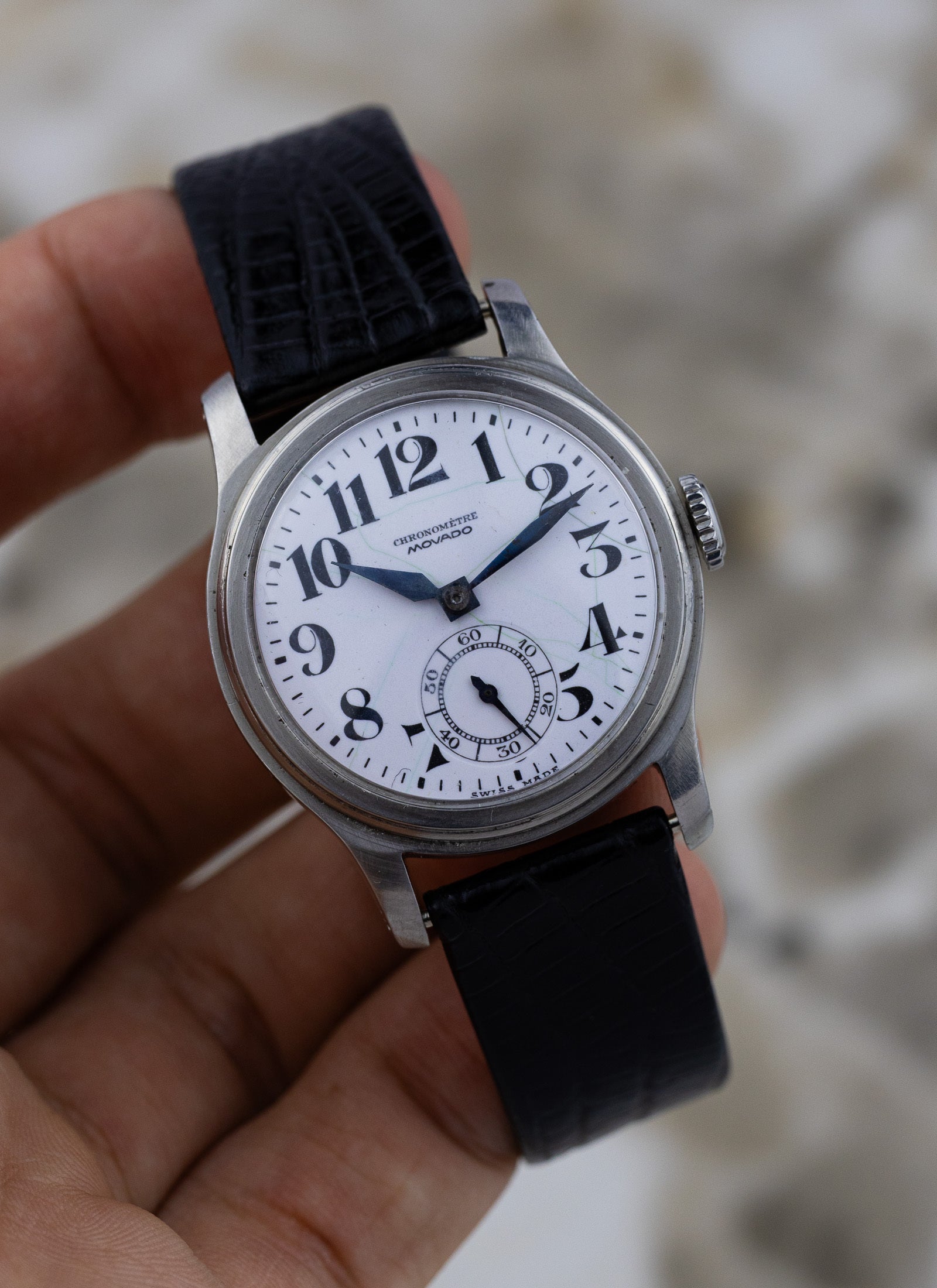 1940s Movado Chronometre Blued Hands