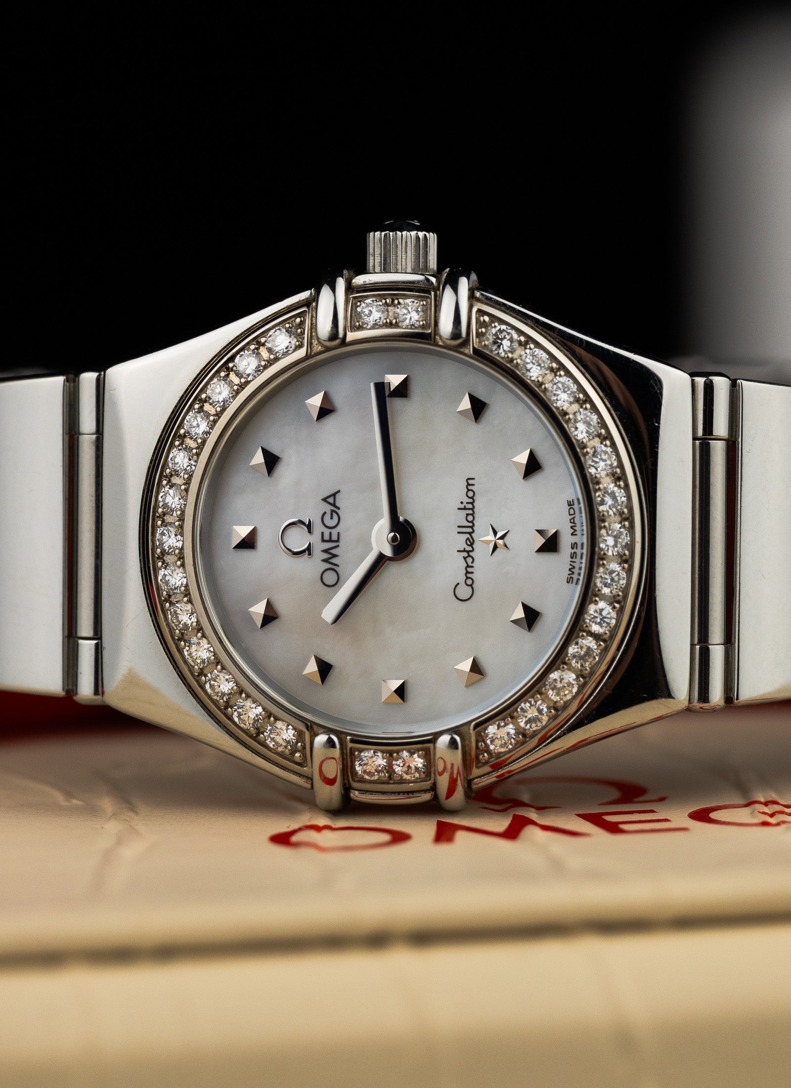 1998 Lady Omega Constellation My Choice Diamonds Bezel 1465.71.0 Box