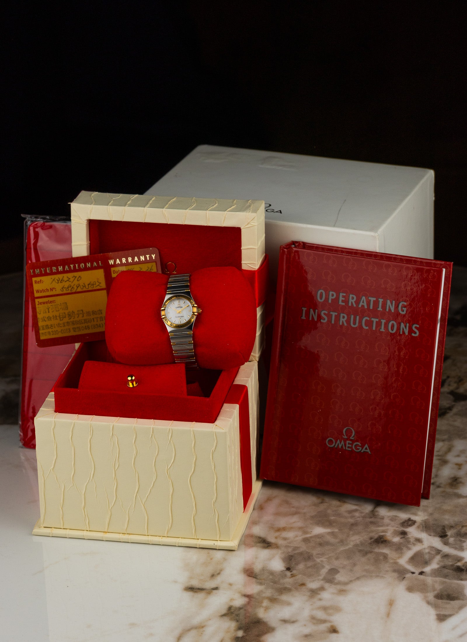 1998 Lady Omega Constellation Bicolor MOP Dial 1362.70 Full Set