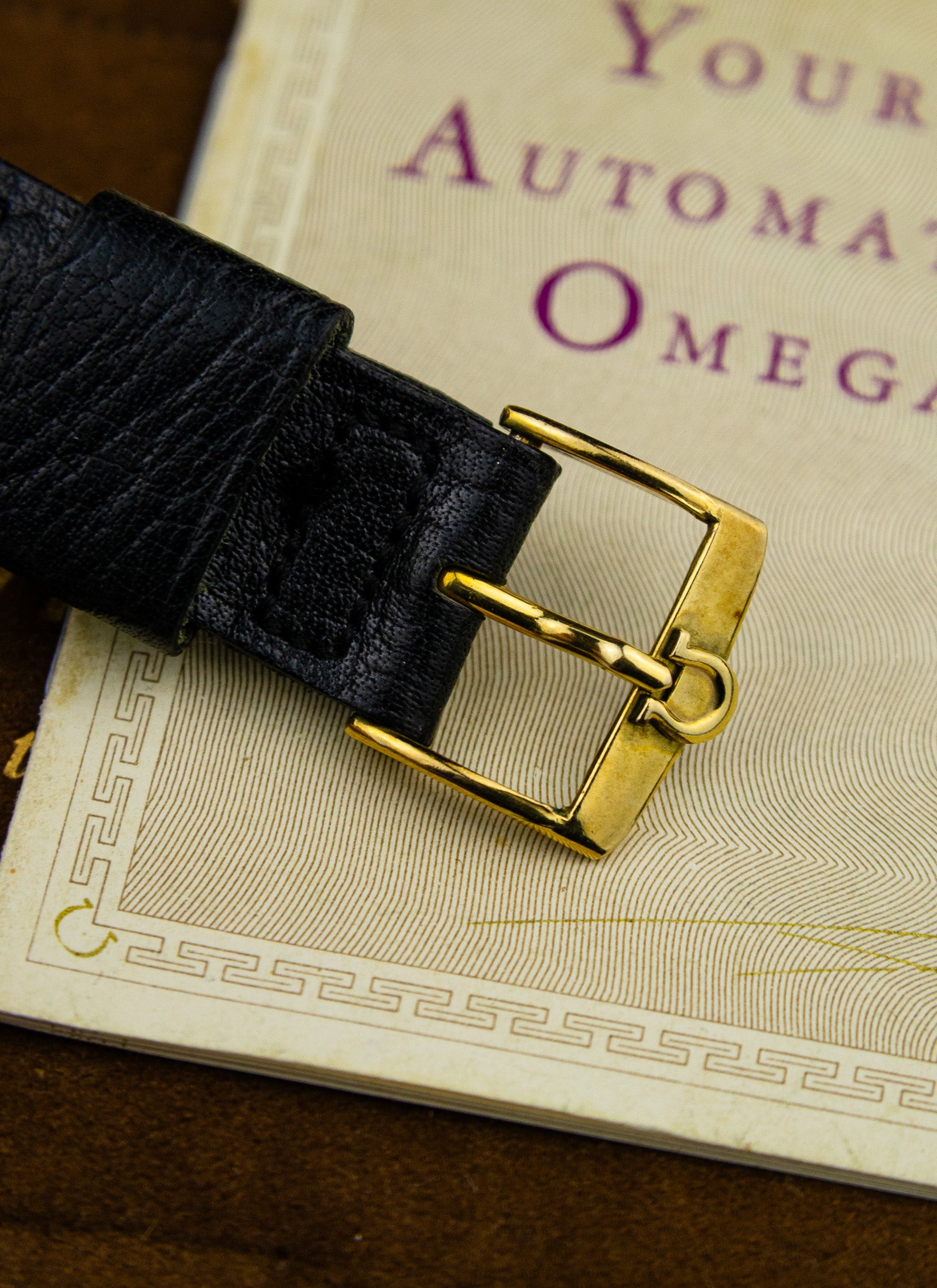 1954 18K Omega Seamaster Chronometre Black Honeycomb 2577-2520 Full Set