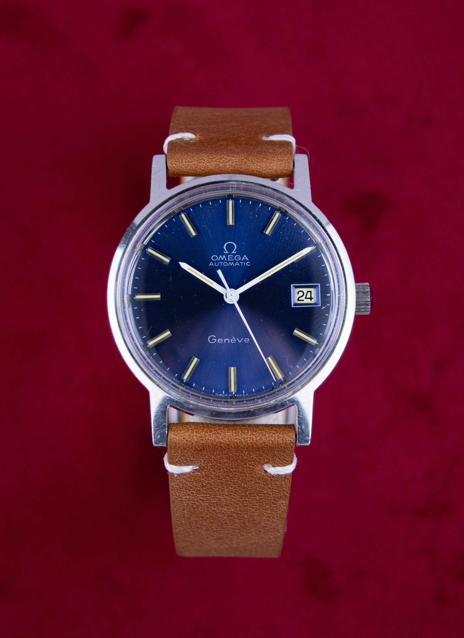 1970s Omega Geneve Blue Dial 166.0163 cal. 1012