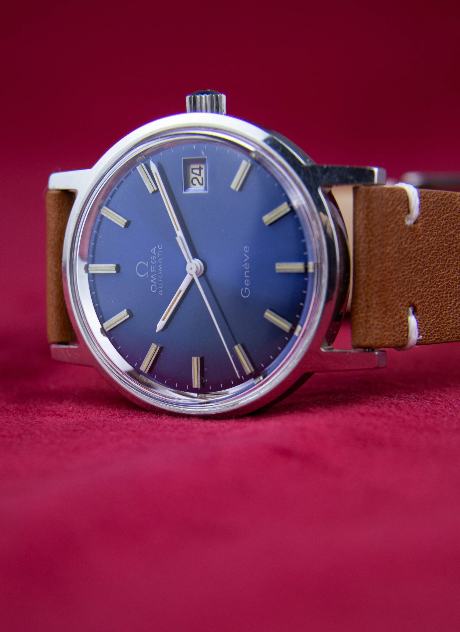 1970s Omega Geneve Blue Dial 166.0163 cal. 1012