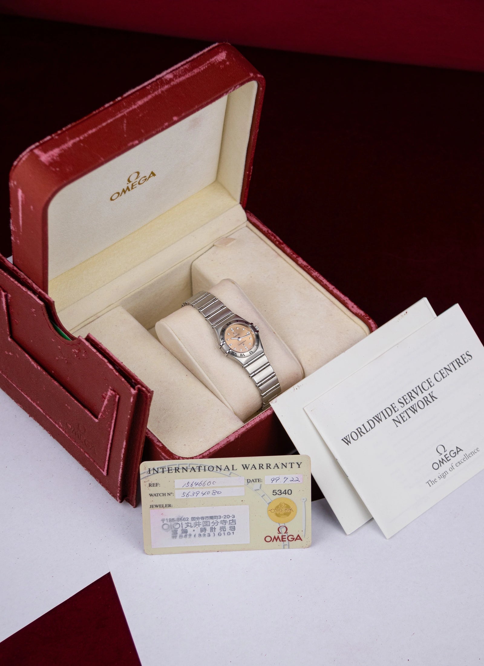 1998 Omega Constellation 1564.66 Cindy Crawford My Choice Limited Edition Salmon Diamond Dial