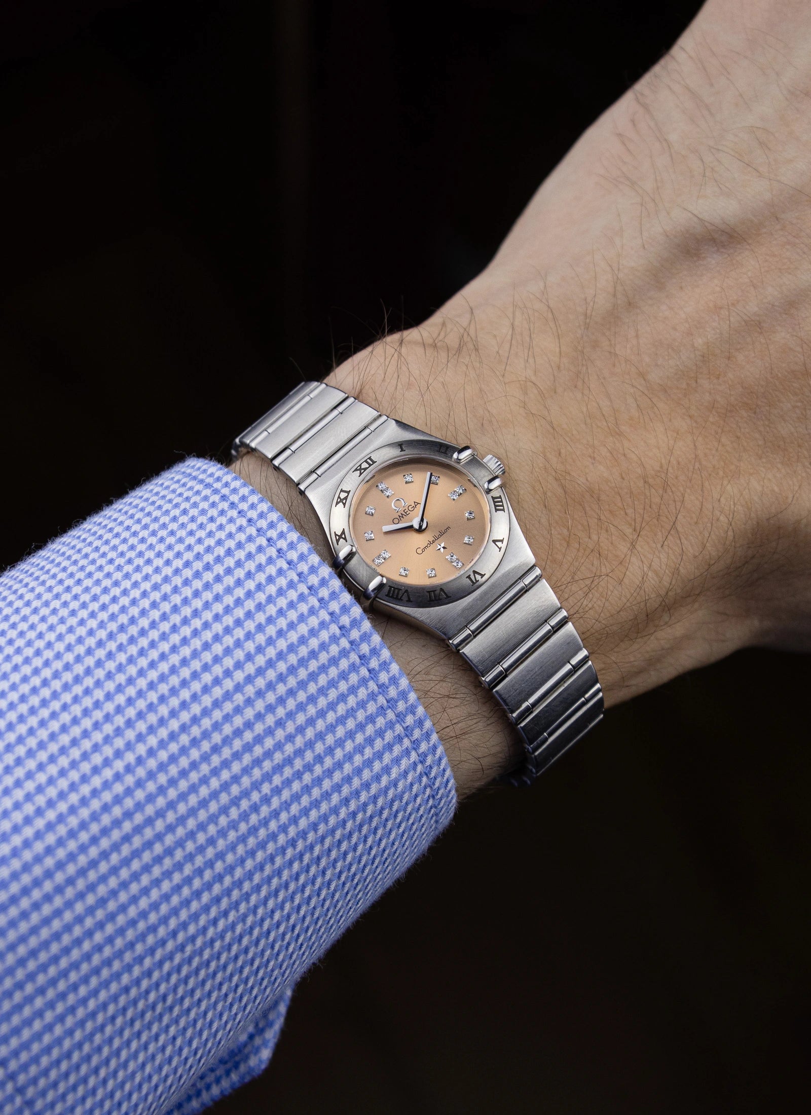 1998 Omega Constellation 1564.66 Cindy Crawford My Choice Limited Edition Salmon Diamond Dial