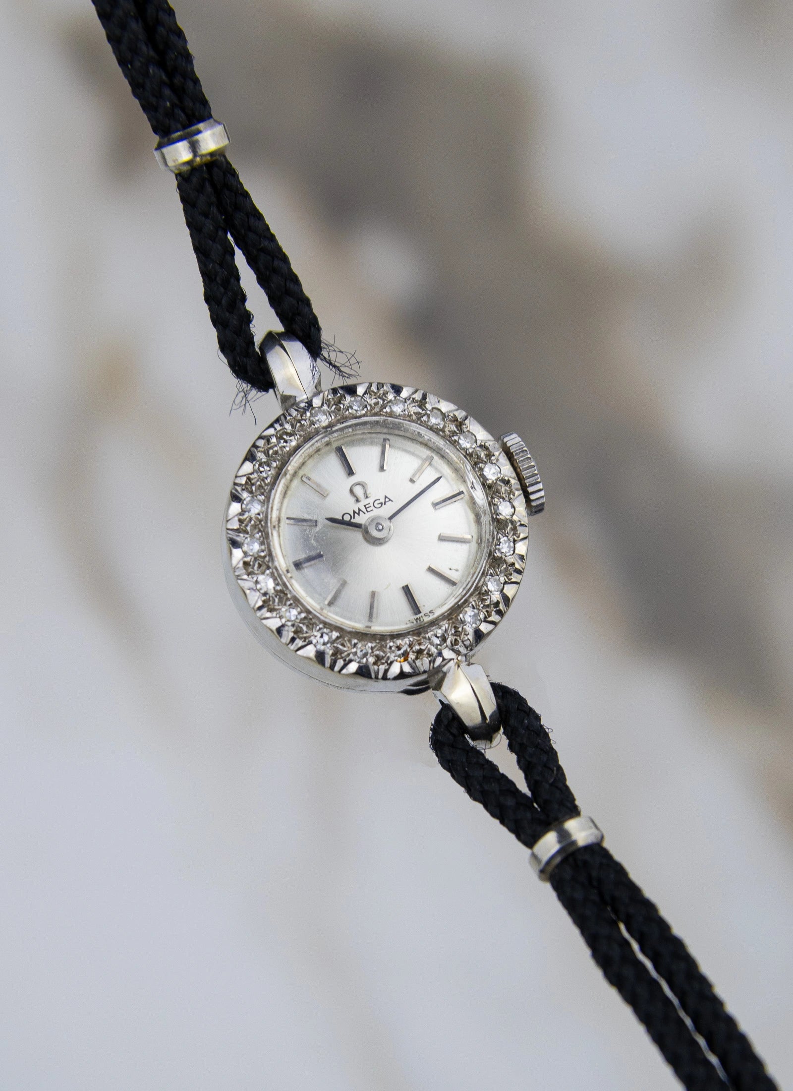 1965 14K WG Omega Cocktail Watch Diamond Bezel A7782 cal. 484
