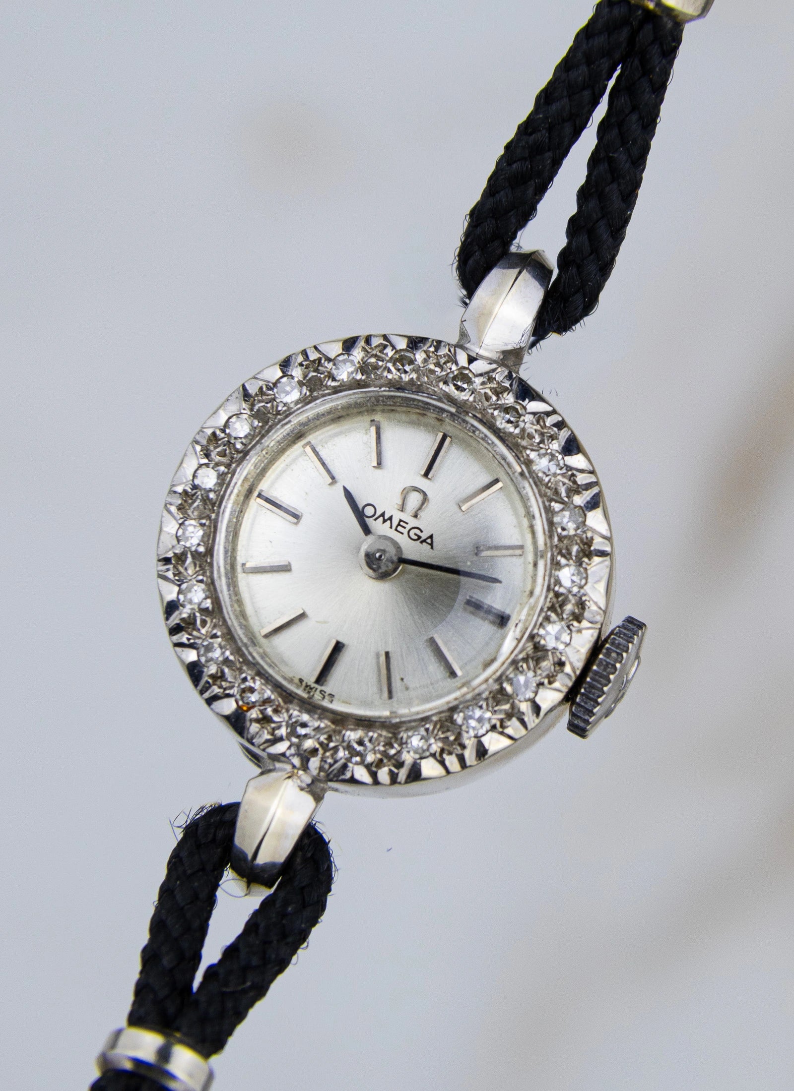 1965 14K WG Omega Cocktail Watch Diamond Bezel A7782 cal. 484