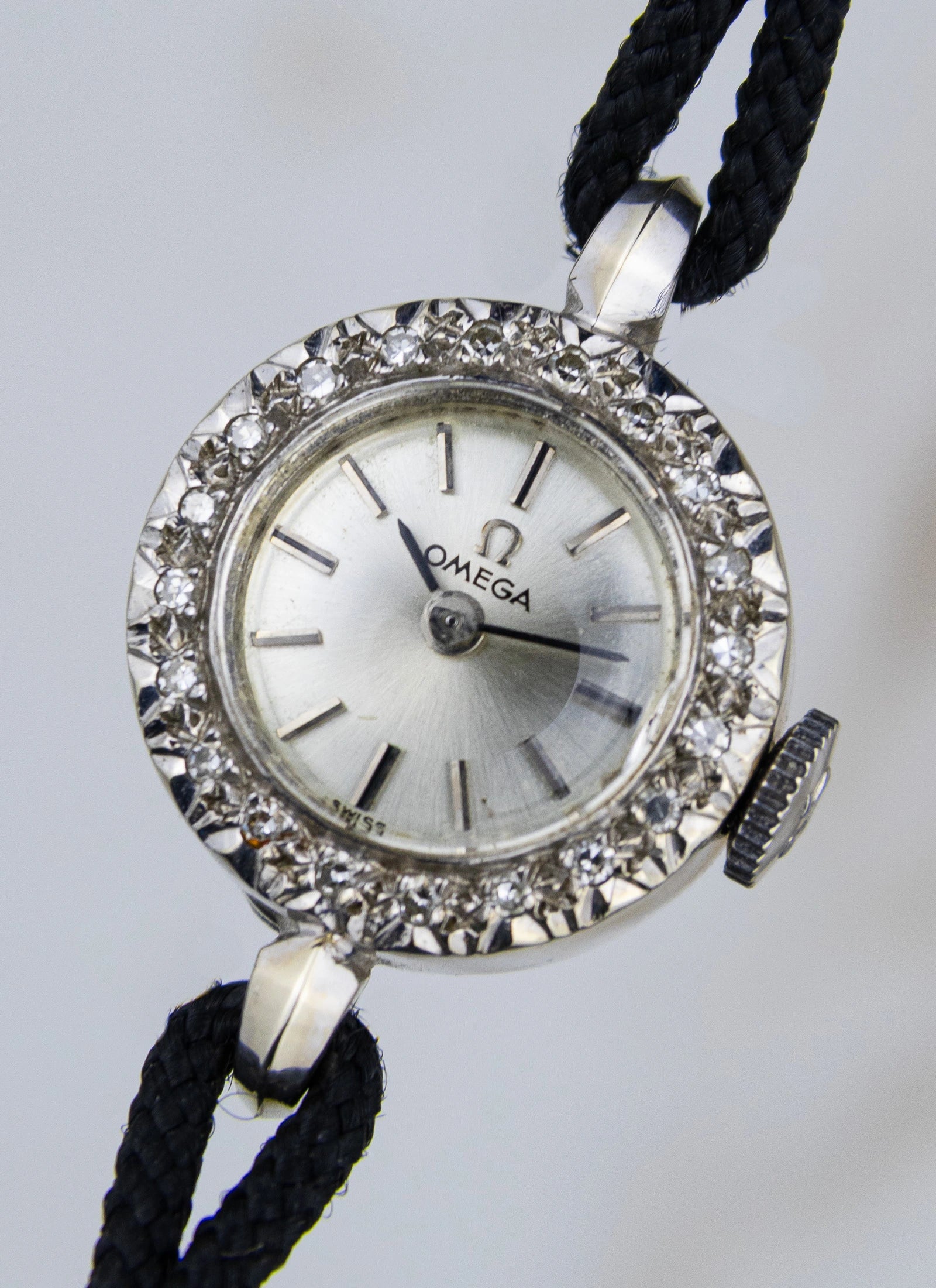 1965 14K WG Omega Cocktail Watch Diamond Bezel A7782 cal. 484