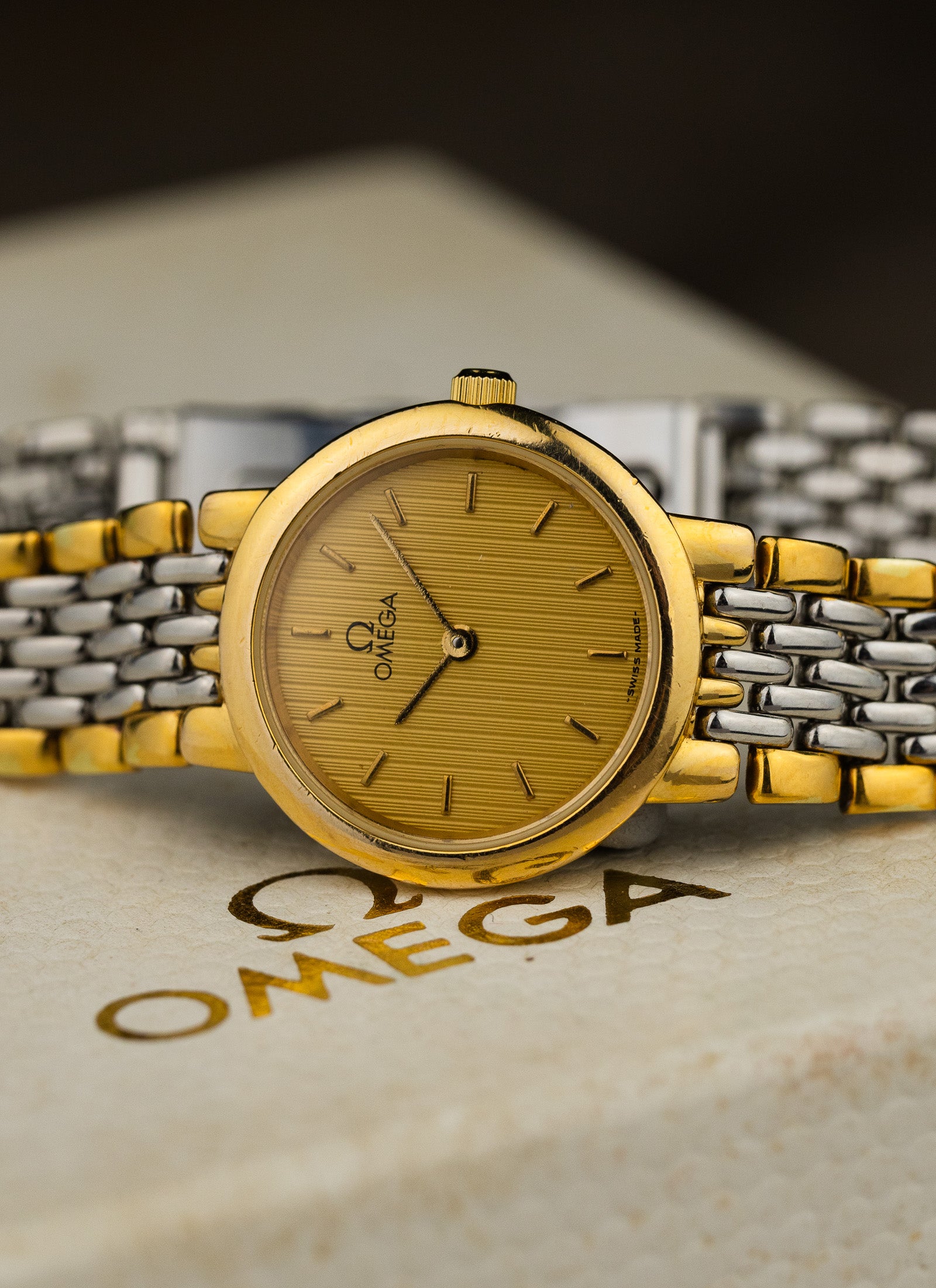 1980s Lady Omega De Ville Bicolor Bracelet 795.0897.2 Box