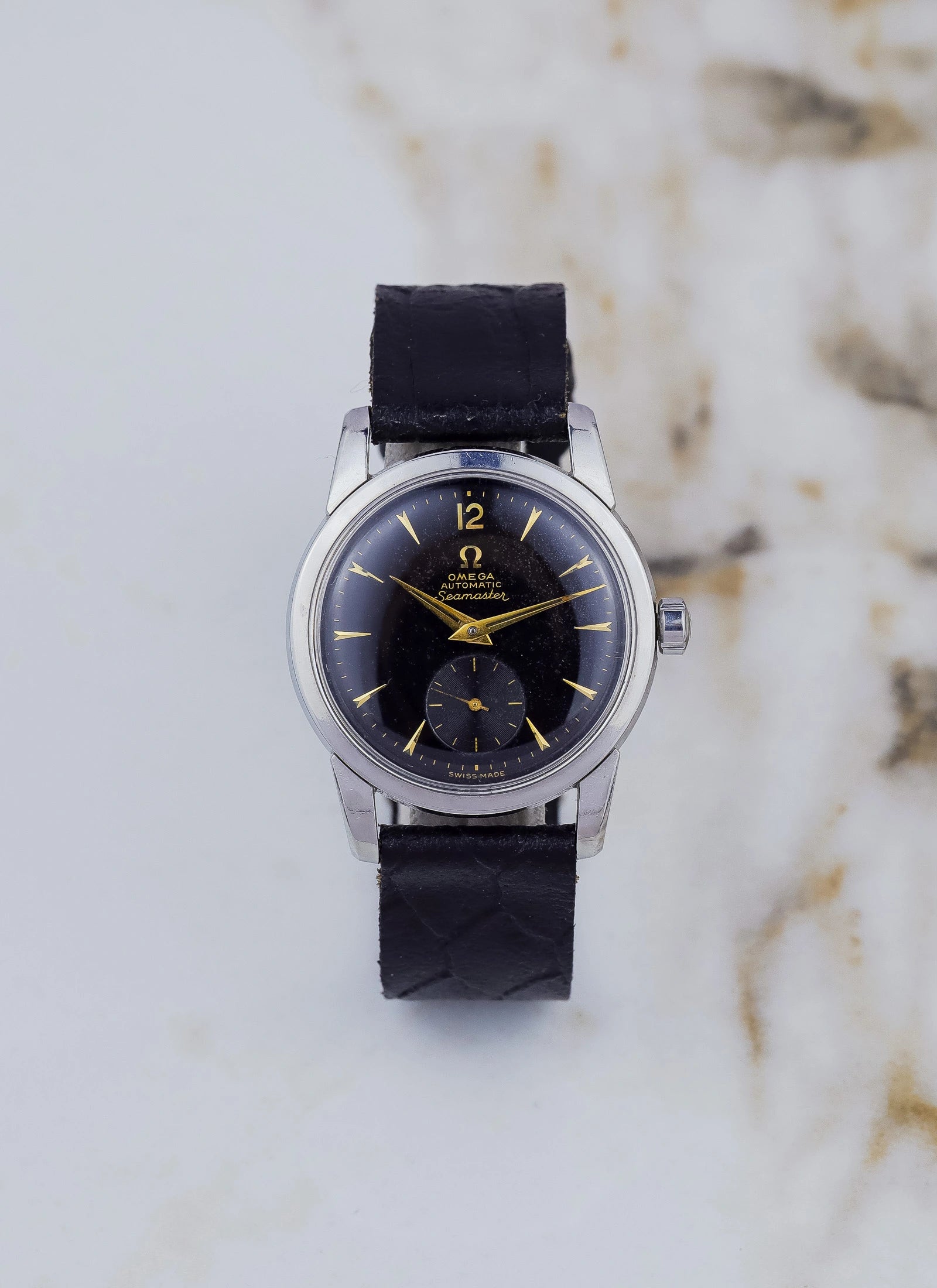 1955 Omega Seamaster Fat Lugs Black Gilt Dial 2848 cal. 491