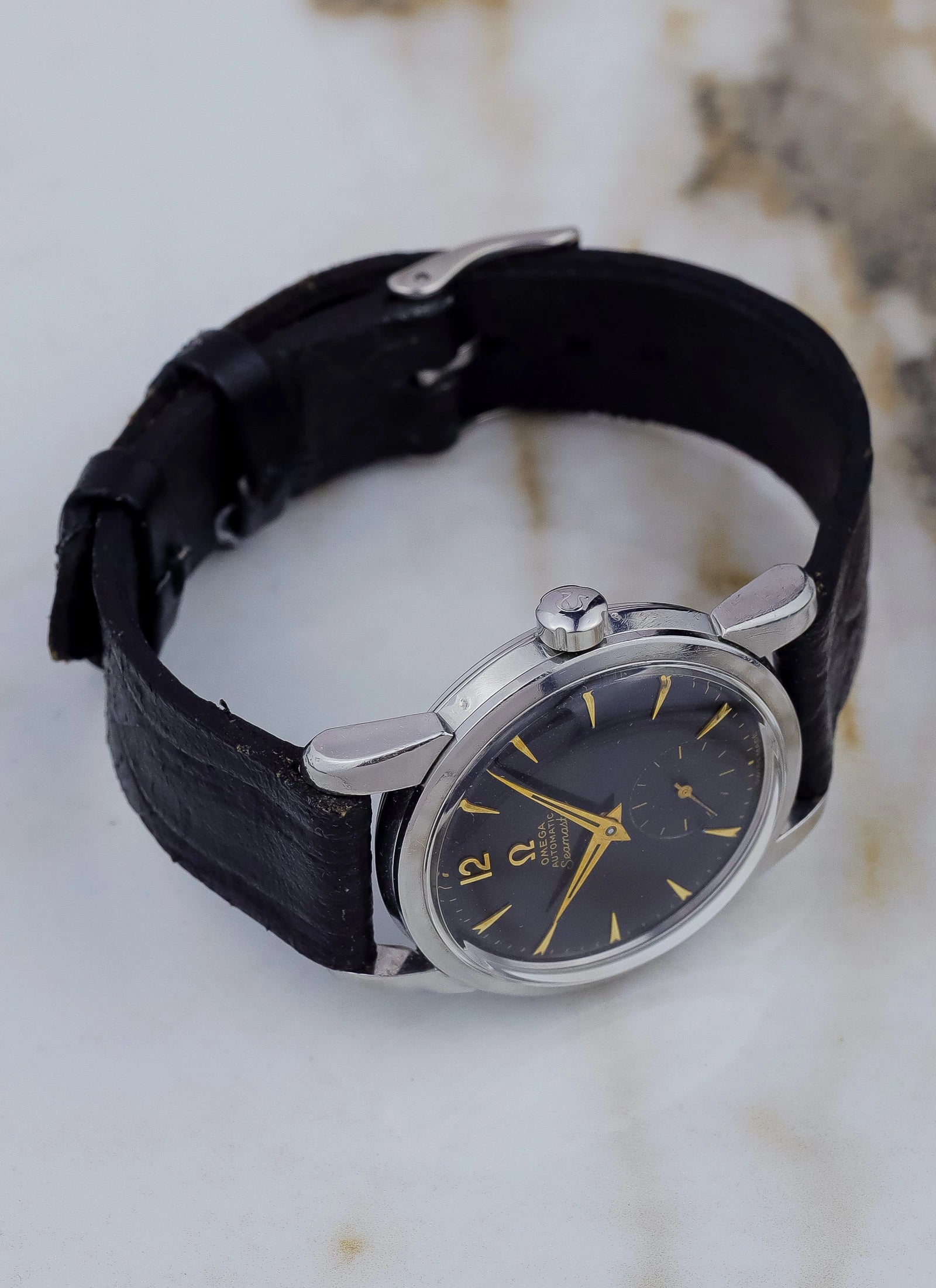 1955 Omega Seamaster Fat Lugs Black Gilt Dial 2848 cal. 491