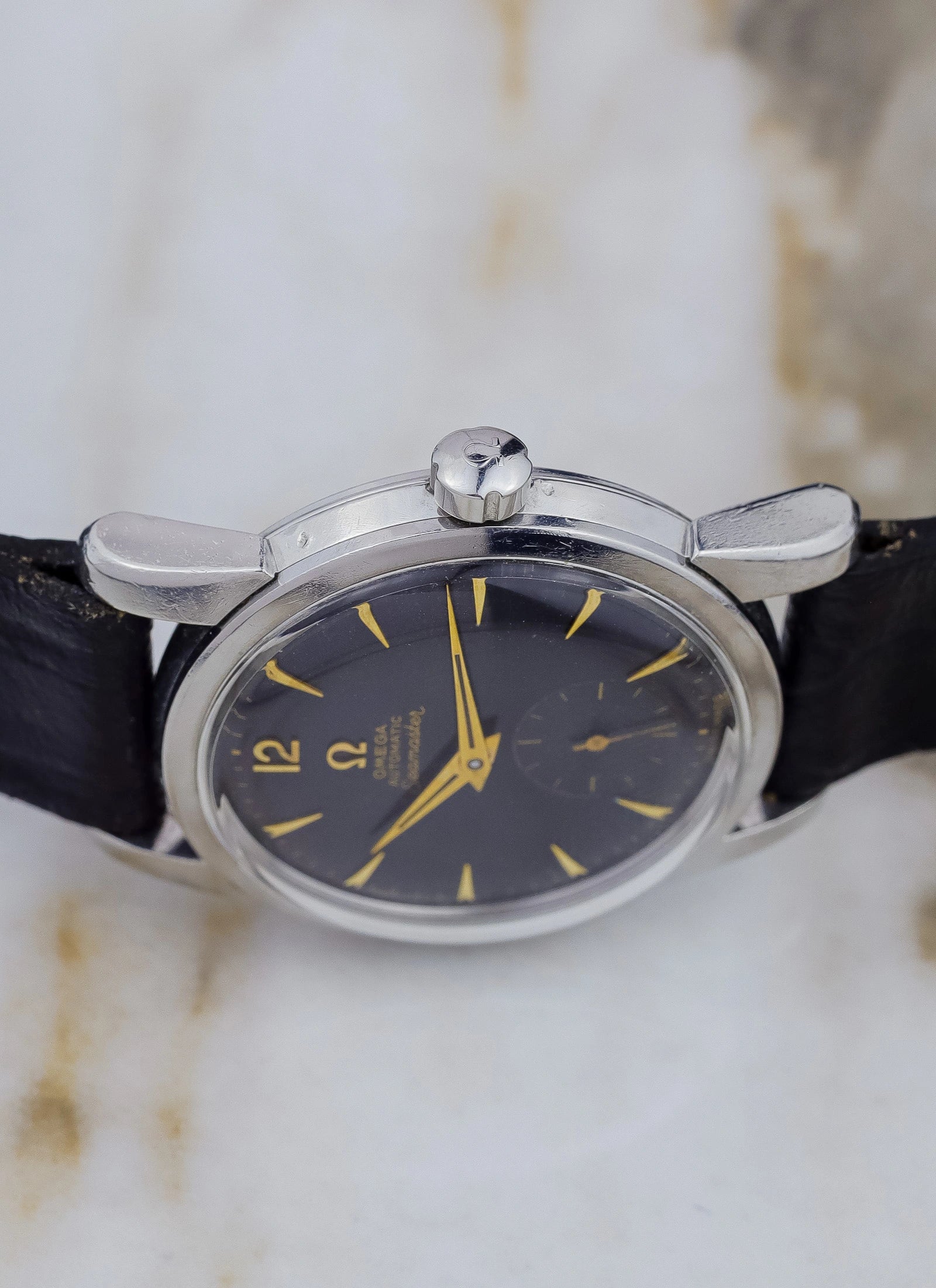 1955 Omega Seamaster Fat Lugs Black Gilt Dial 2848 cal. 491