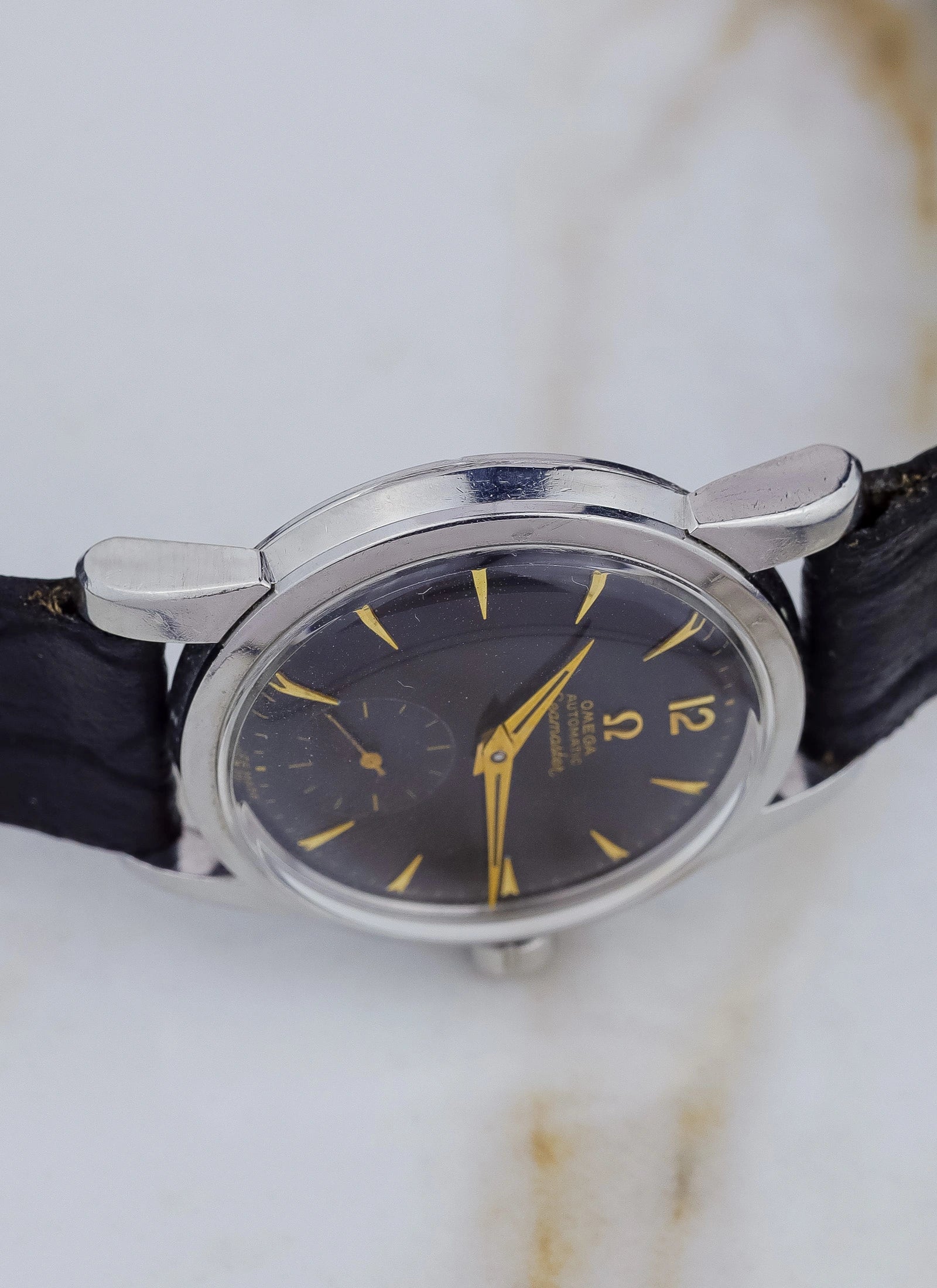 1955 Omega Seamaster Fat Lugs Black Gilt Dial 2848 cal. 491