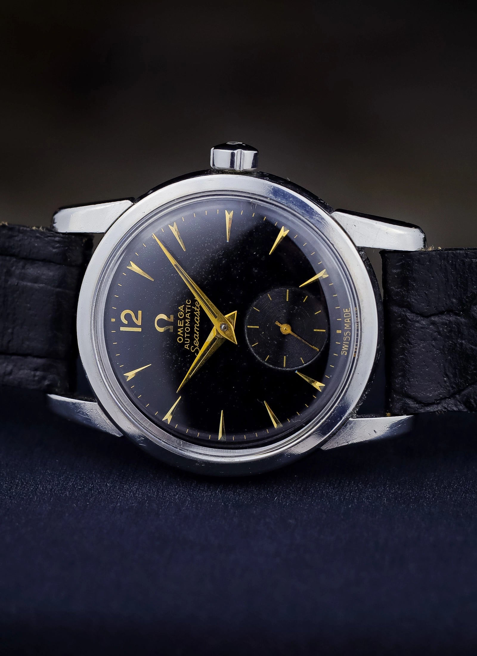 1955 Omega Seamaster Fat Lugs Black Gilt Dial 2848 cal. 491