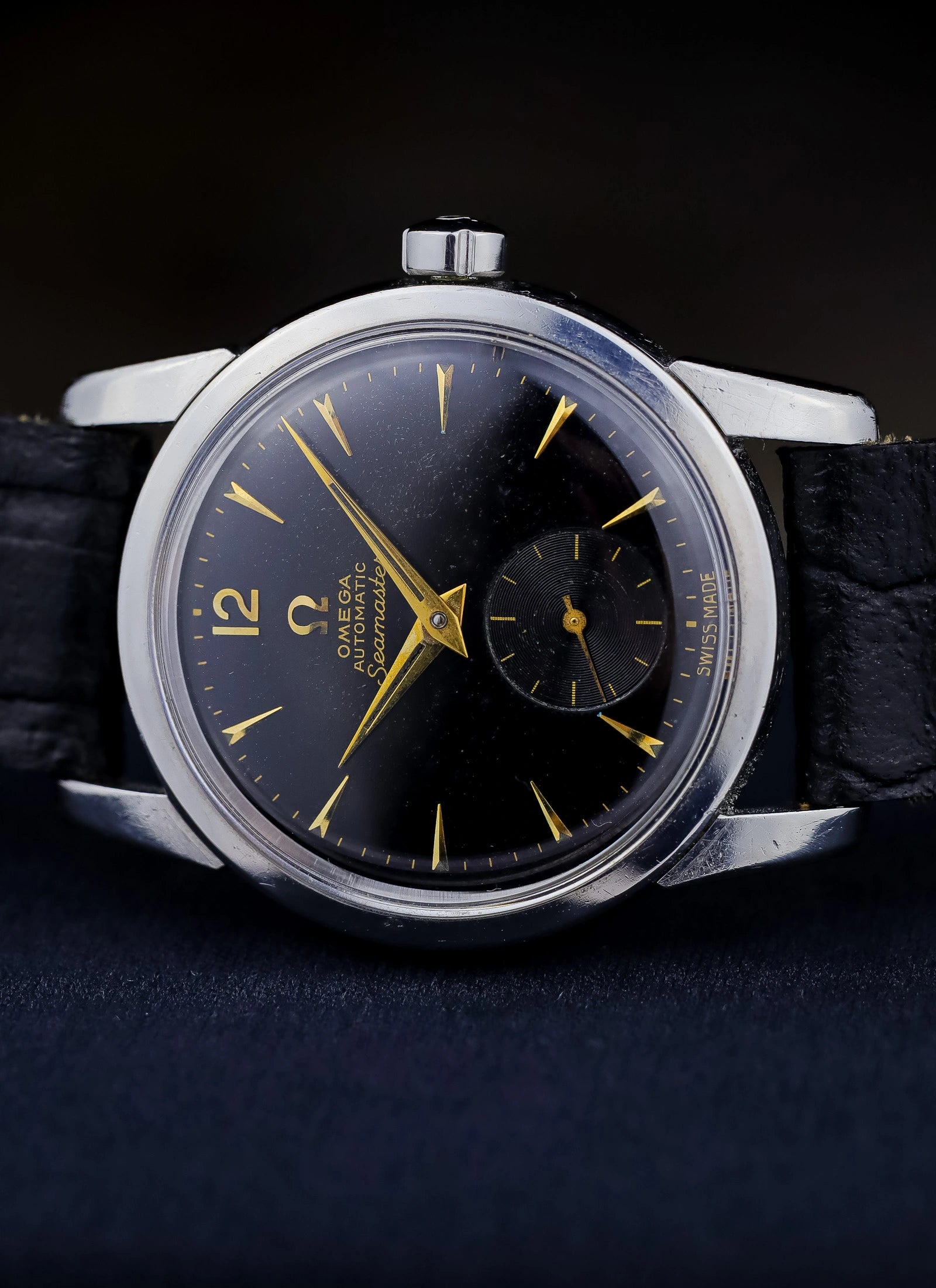 1955 Omega Seamaster Fat Lugs Black Gilt Dial 2848 cal. 491