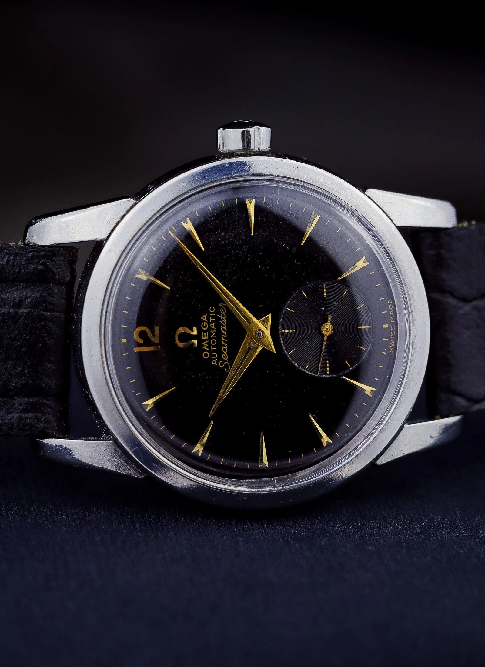 1955 Omega Seamaster Fat Lugs Black Gilt Dial 2848 cal. 491