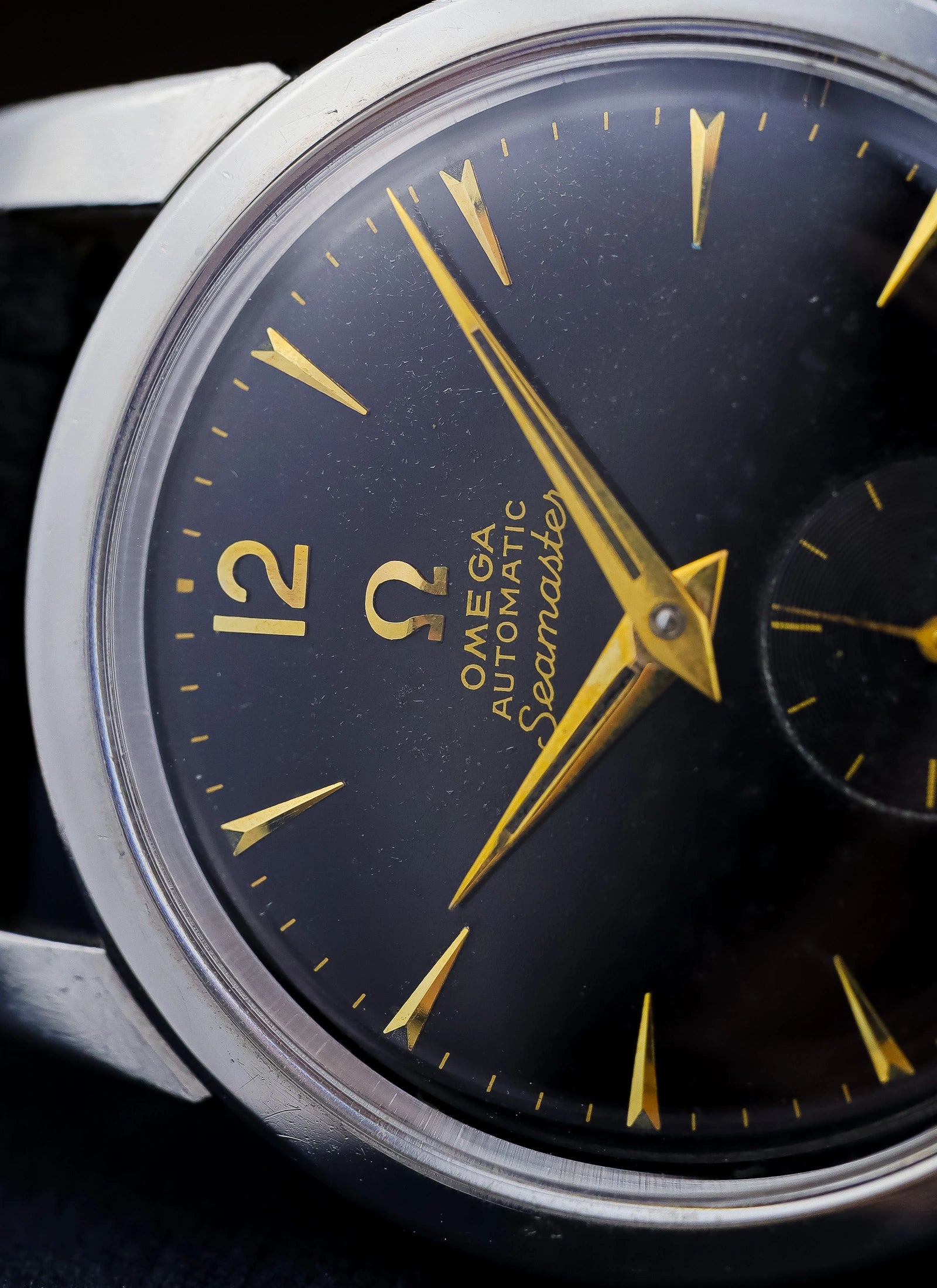 1955 Omega Seamaster Fat Lugs Black Gilt Dial 2848 cal. 491