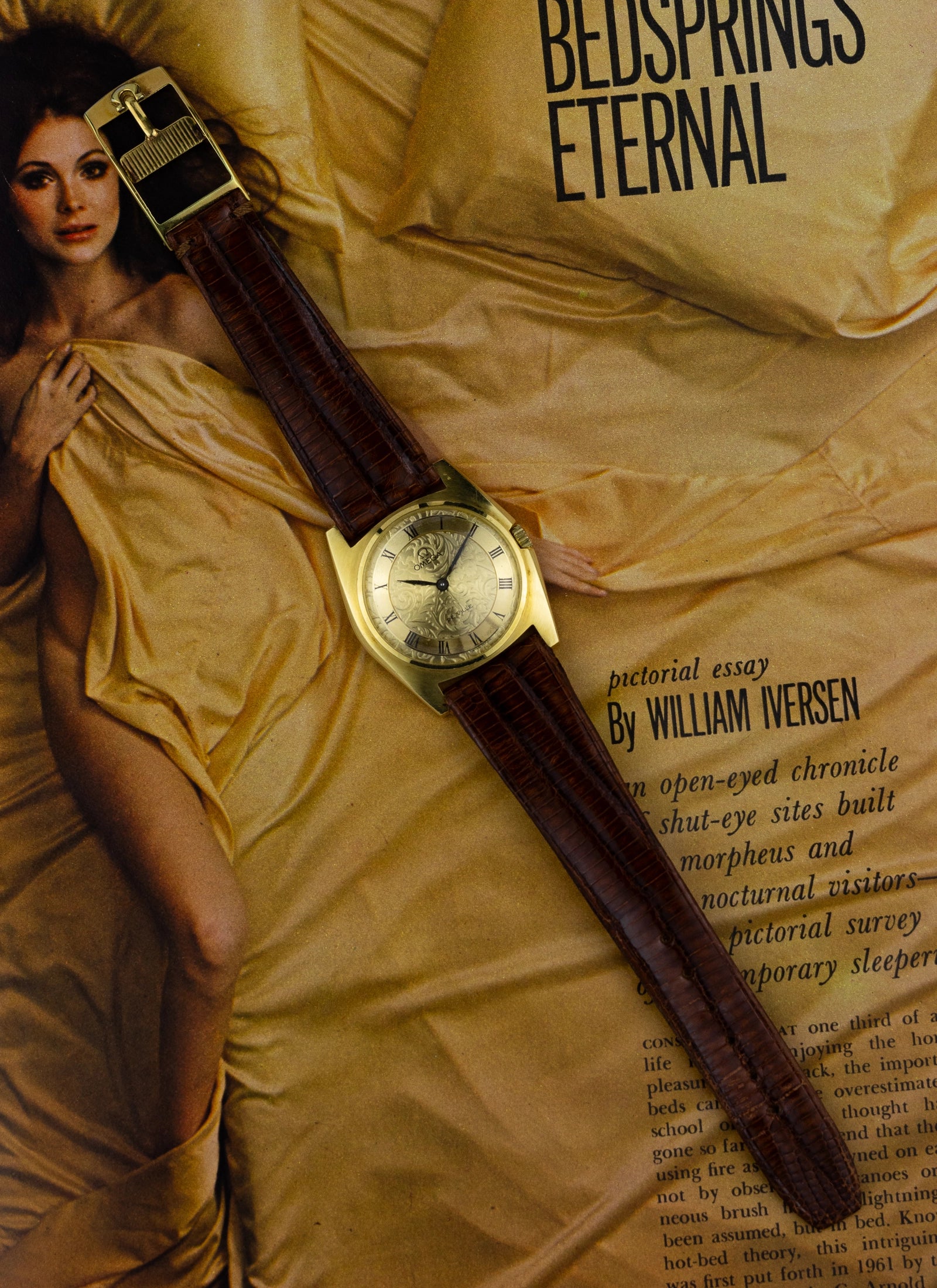 1969 18K Omega De Ville Gold Floral Dial 111.096 cal. 620 Box