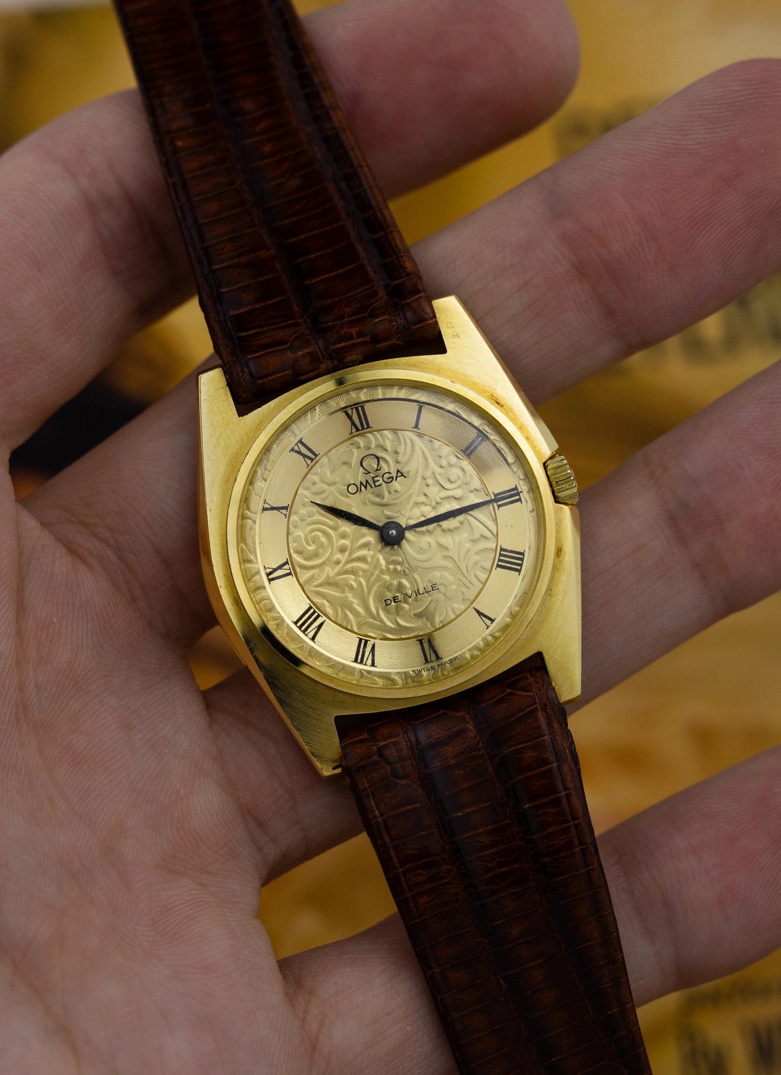 1969 18K Omega De Ville Gold Floral Dial 111.096 cal. 620 Box