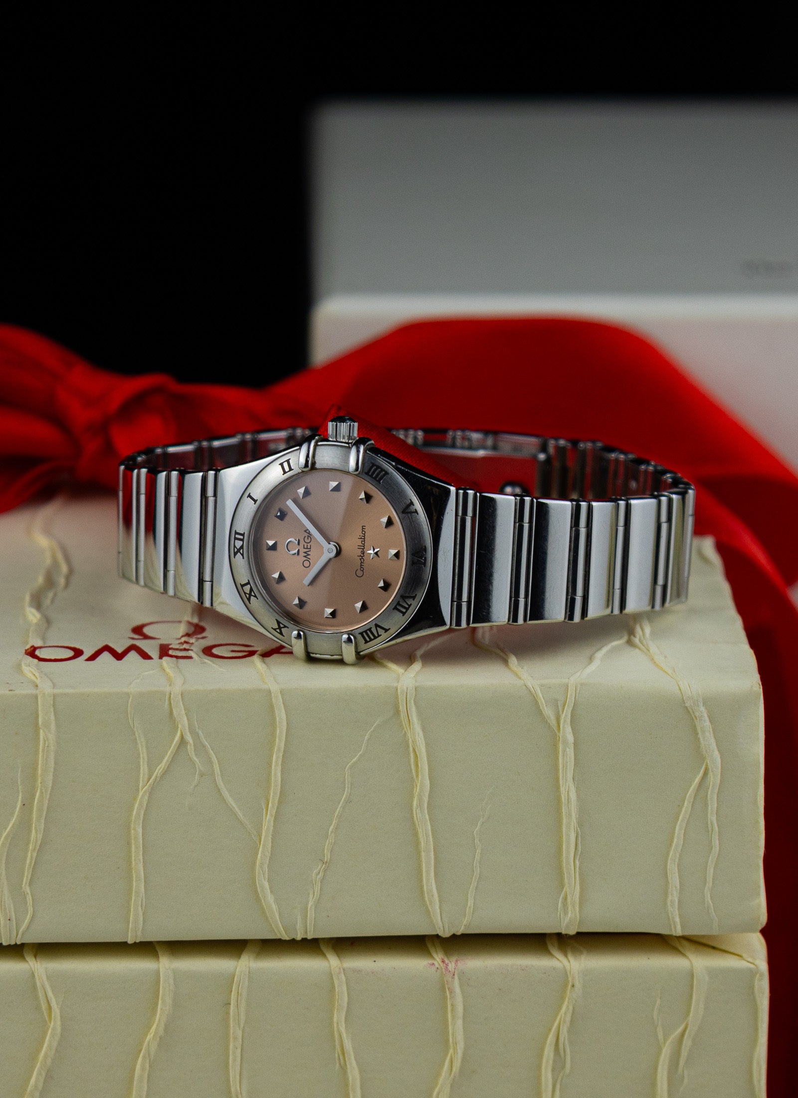 1998 Lady Omega Constellation My Choice Pink Dial 1561.61 Full Set