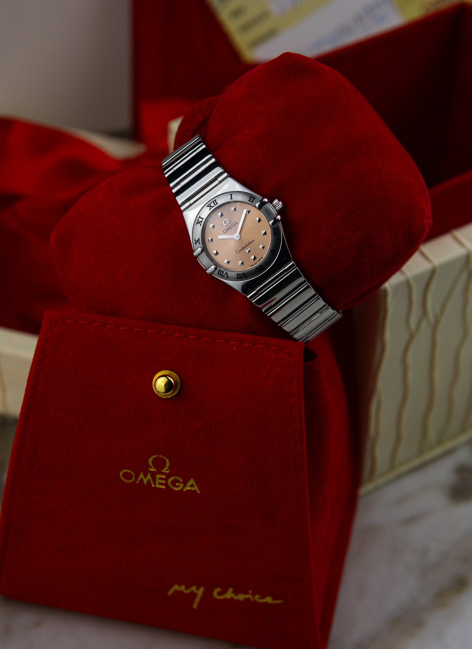 1998 Lady Omega Constellation My Choice Pink Dial 1561.61 Full Set