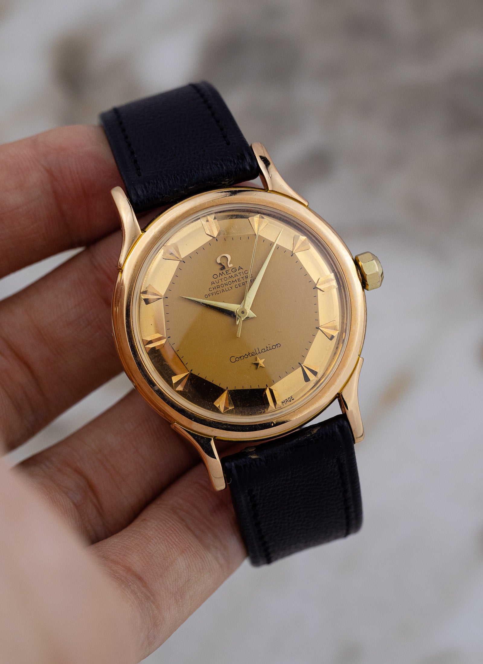 1954 18K Omega Constellation Pie Pan De Luxe Rose gold 2782/2799 cal. 354