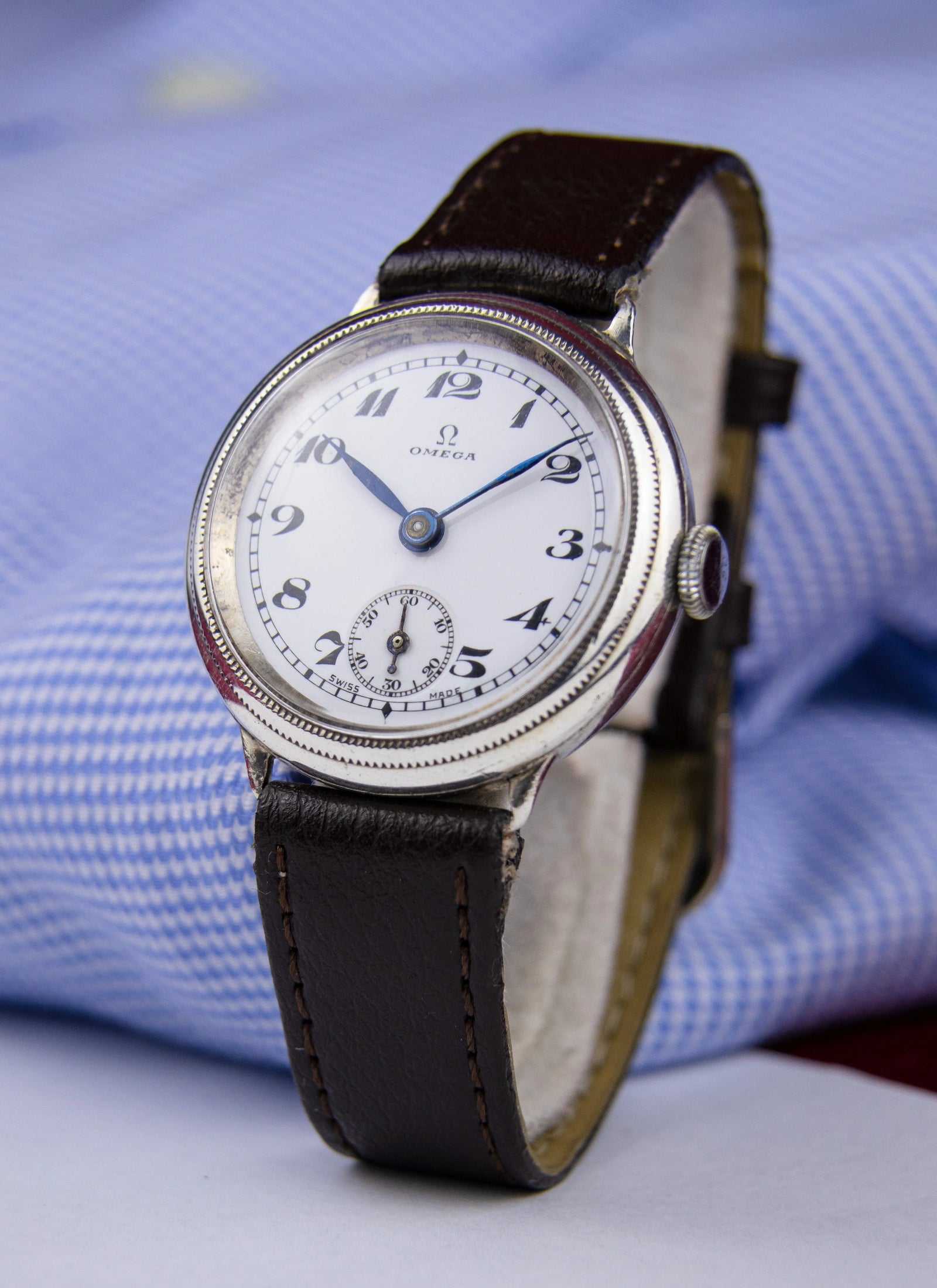 Ca. 1935 OMEGA Cal.26.5 SOB Trench Watch Denison Sterling Case