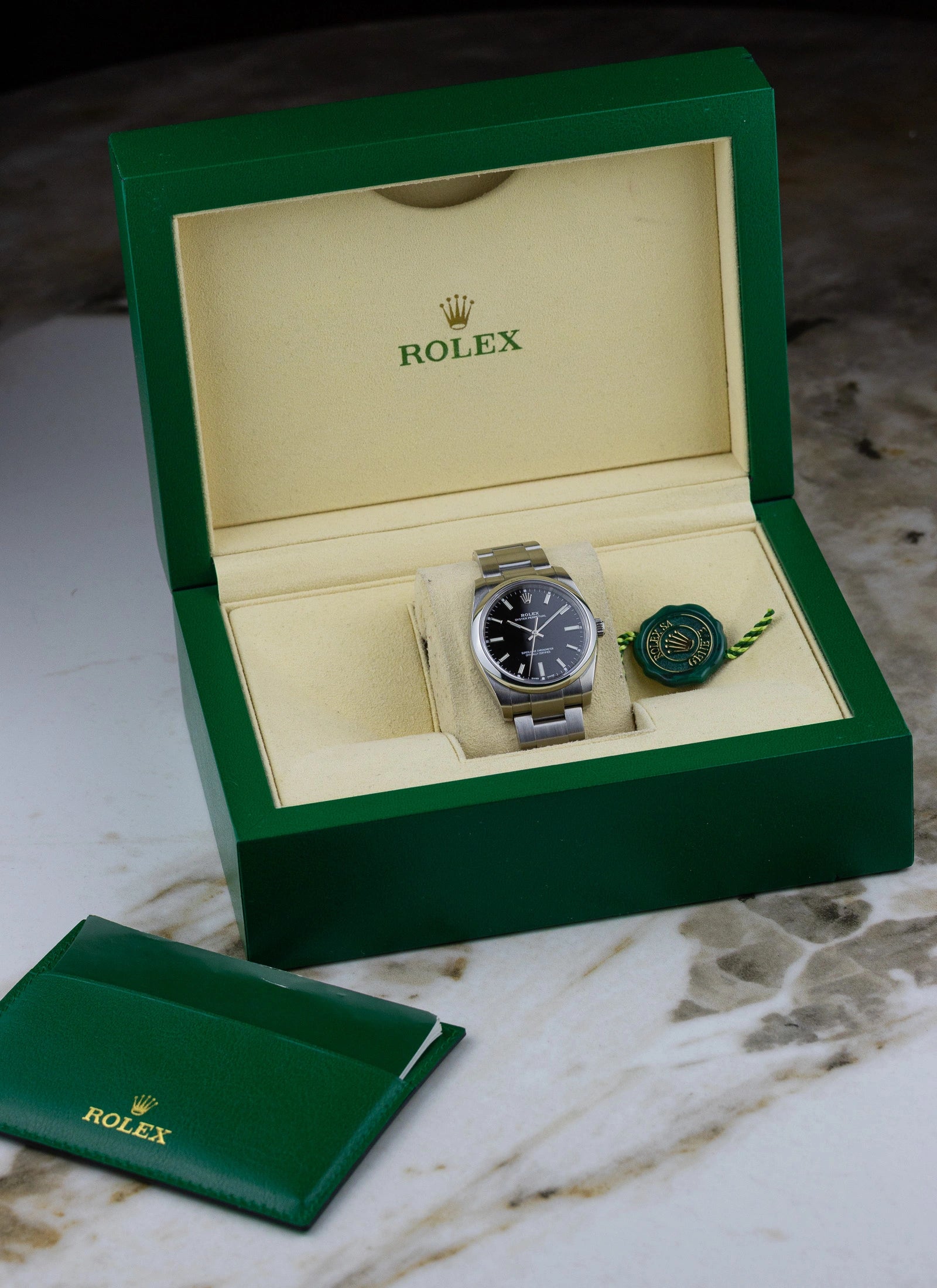 2010s Rolex Oyster Perpetual Black Dial 114200 Box