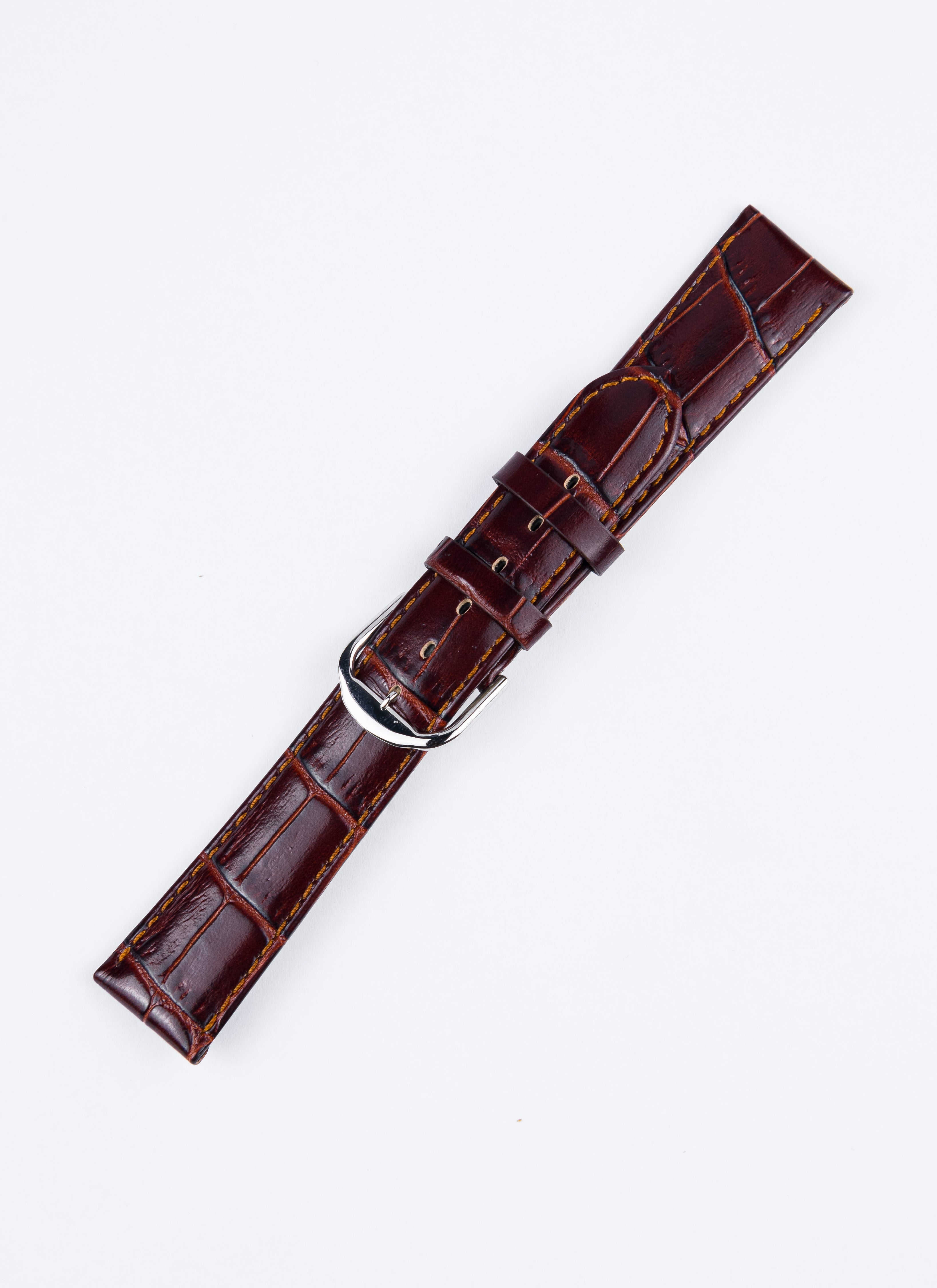 Pasek Skórzany Atlantic 19mm Brązowy Połysk Krokodyl (PA003)