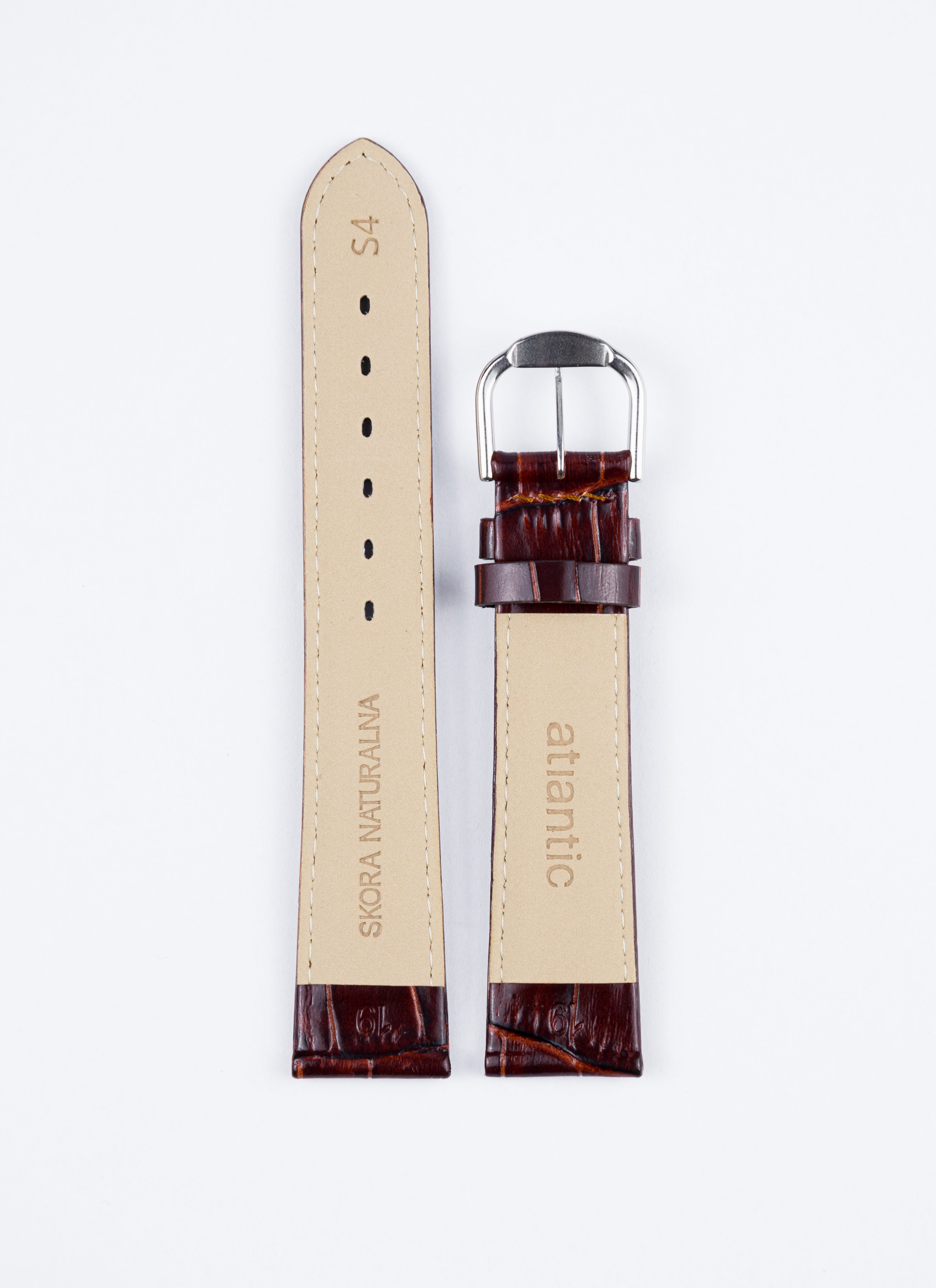 Pasek Skórzany Atlantic 19mm Brązowy Połysk Krokodyl (PA003)