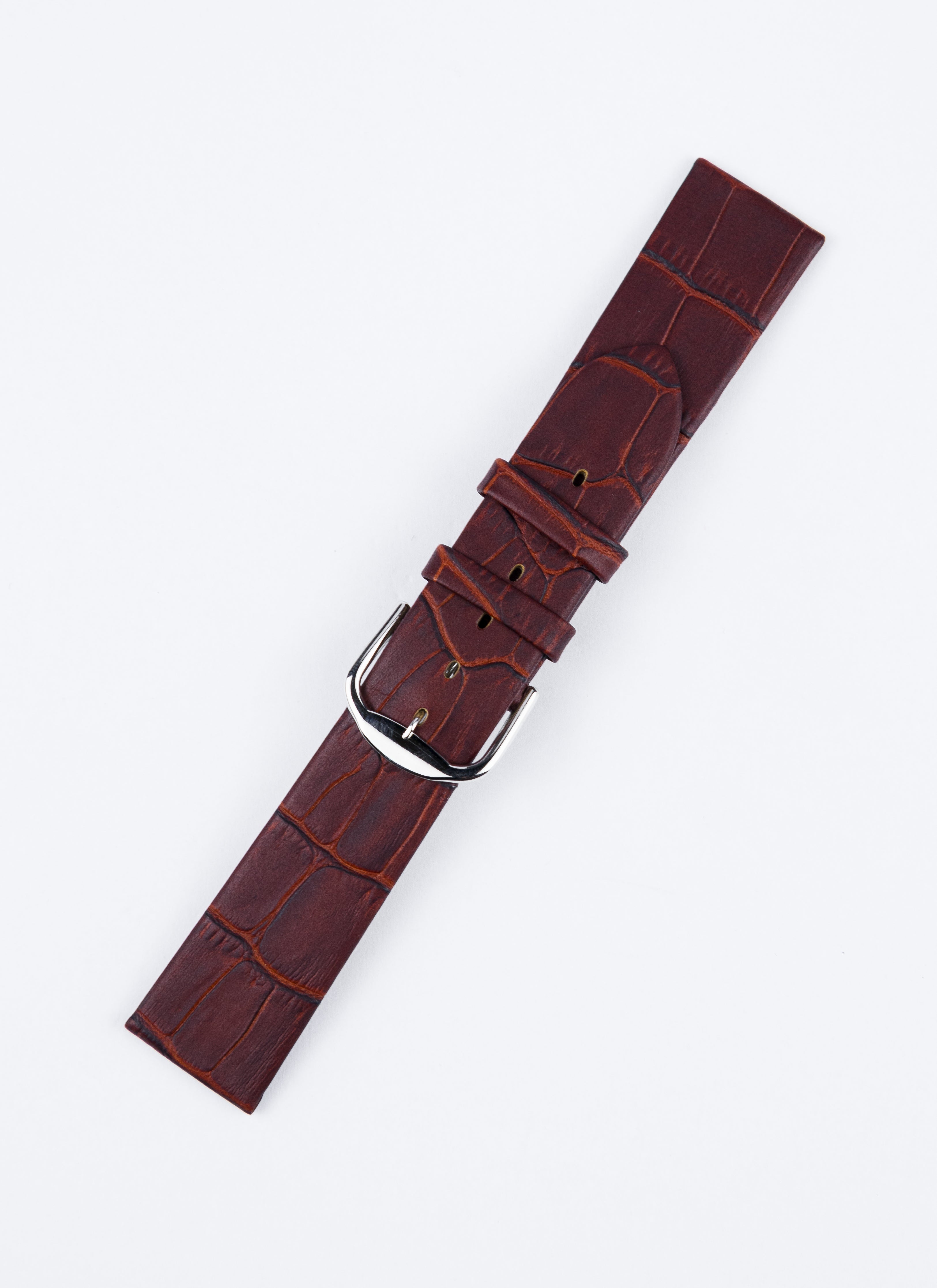 Pasek bordowy gładki matowy krokodyl (P025)