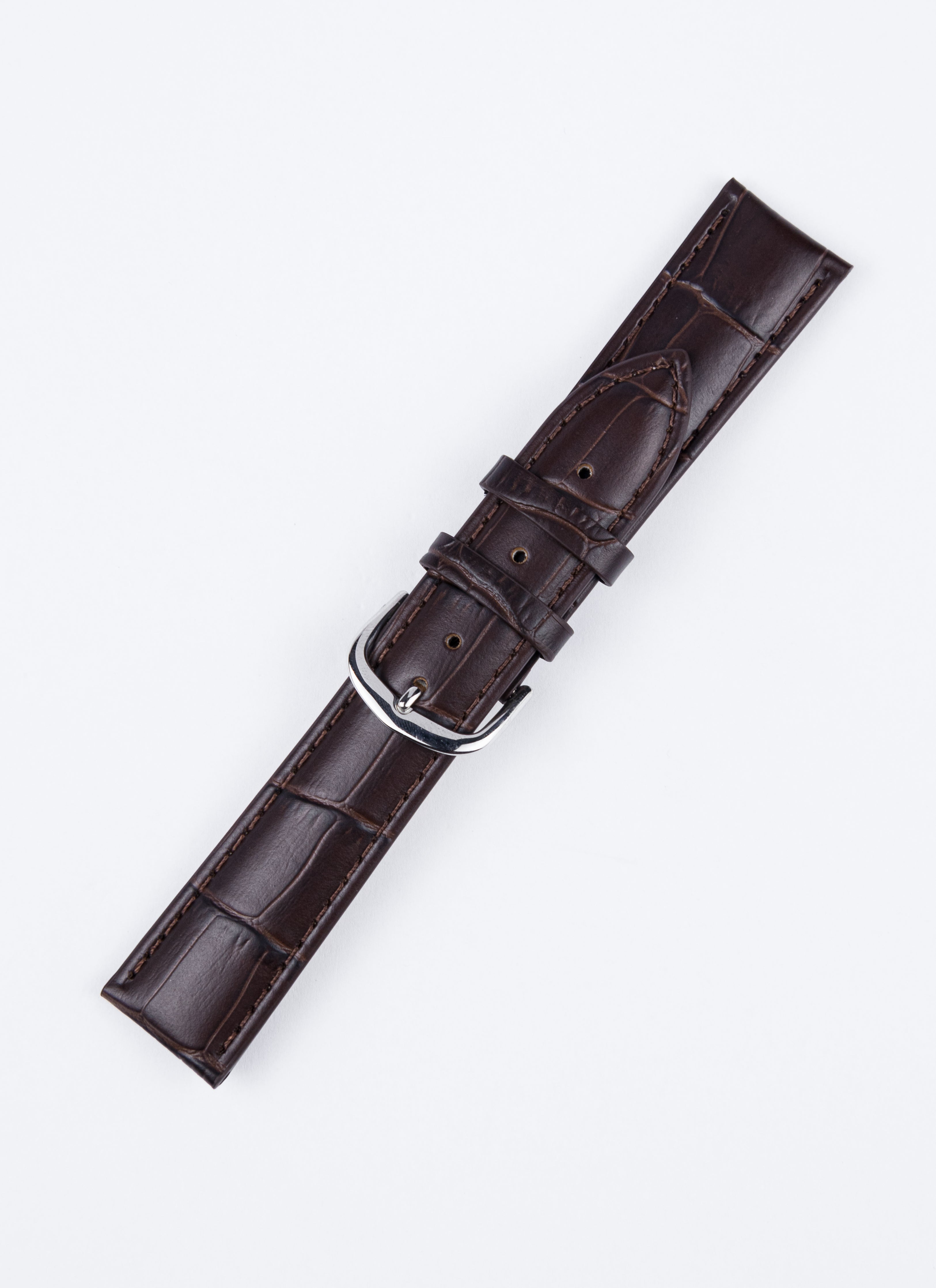 Pasek brązowy wypukły krokodyl połysk (P052)