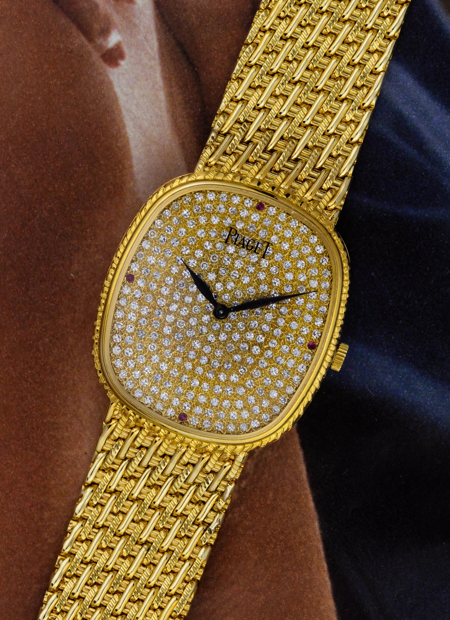 1980s 18K Piaget Ellipse Pave with Ruby Quarters 94438 cal. 9P