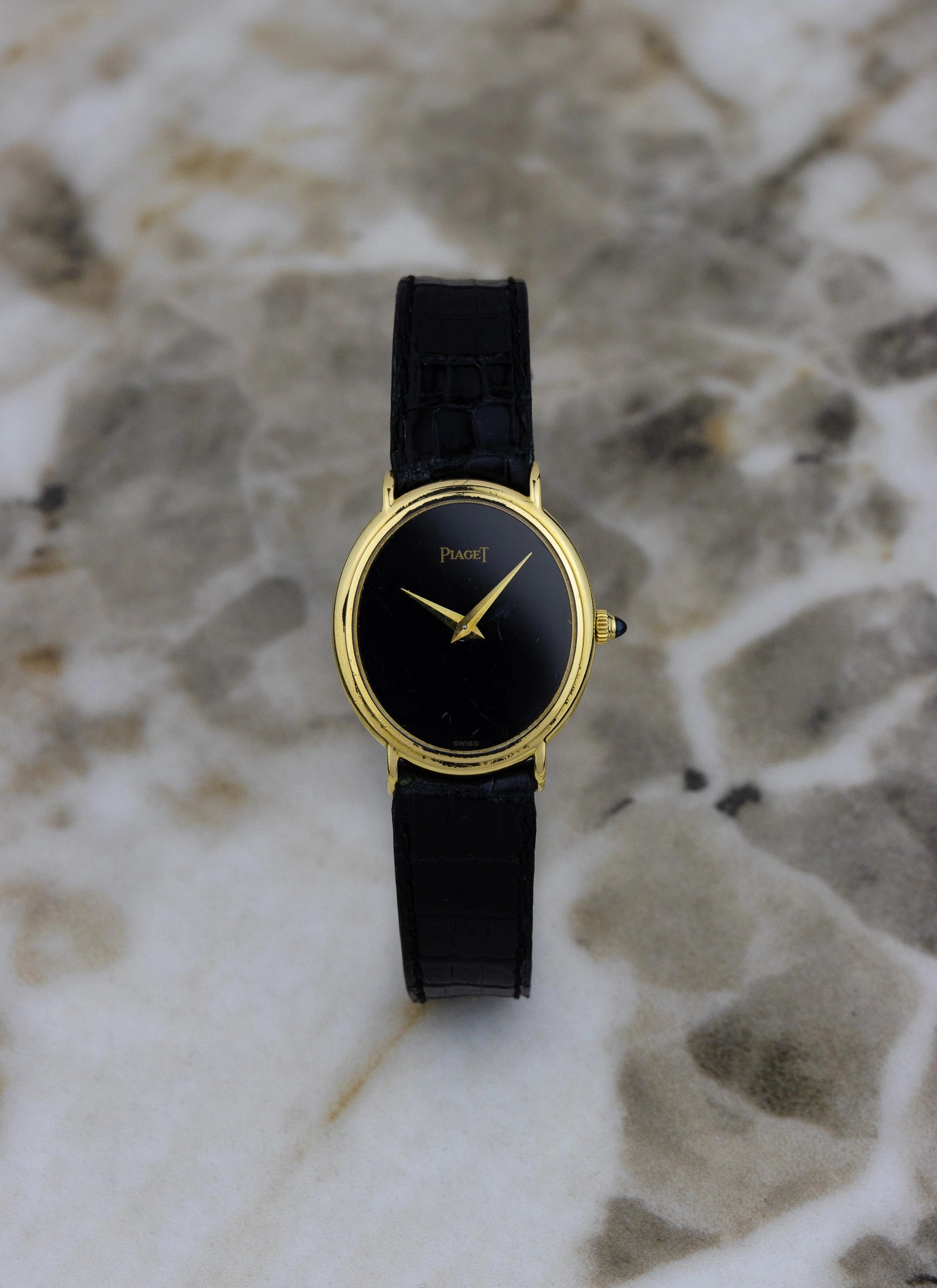 1970s 18K Piaget Ellipse Black Dial 9822