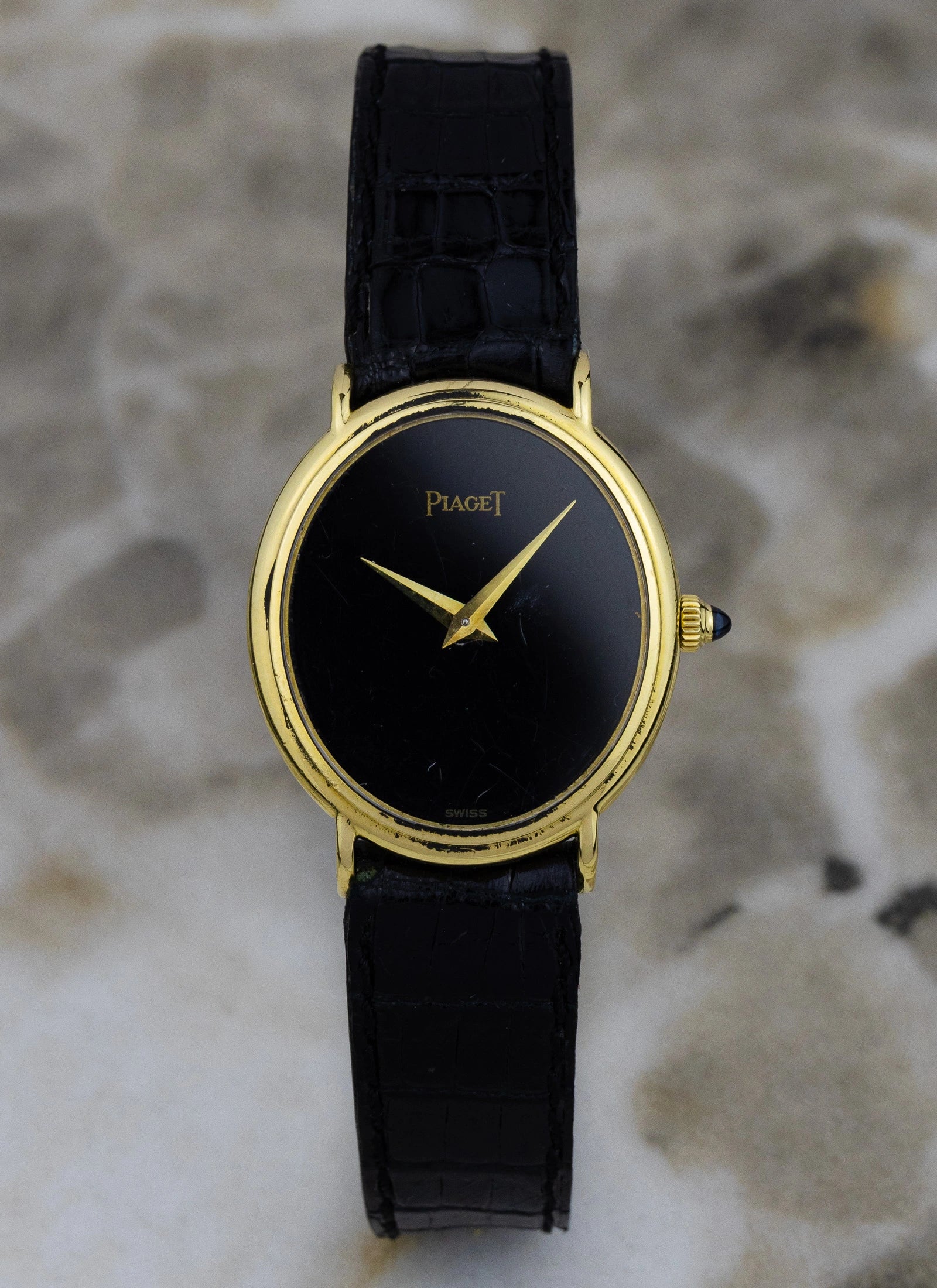 1970s 18K Piaget Ellipse Black Dial 9822
