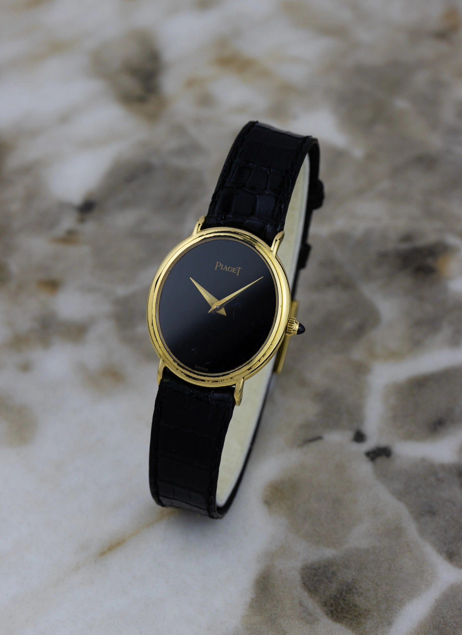 1970s 18K Piaget Ellipse Black Dial 9822