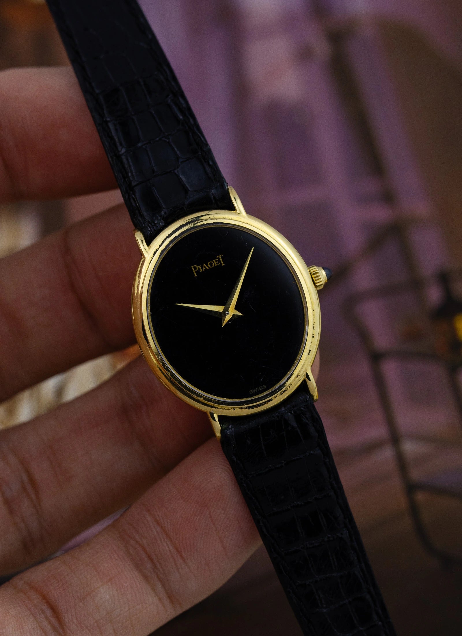 1970s 18K Piaget Ellipse Black Dial 9822