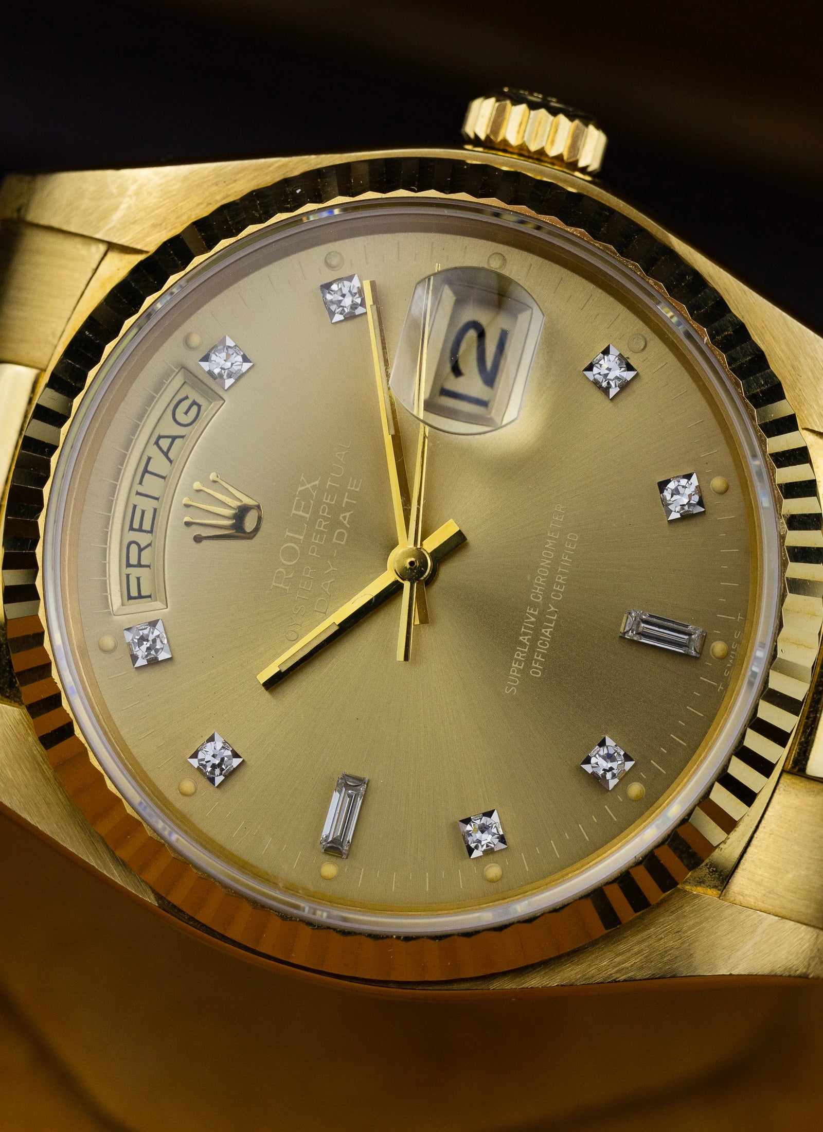 1979 18K Rolex Day-Date Havana Ghost Diamond Dial 18038 Box & Papers