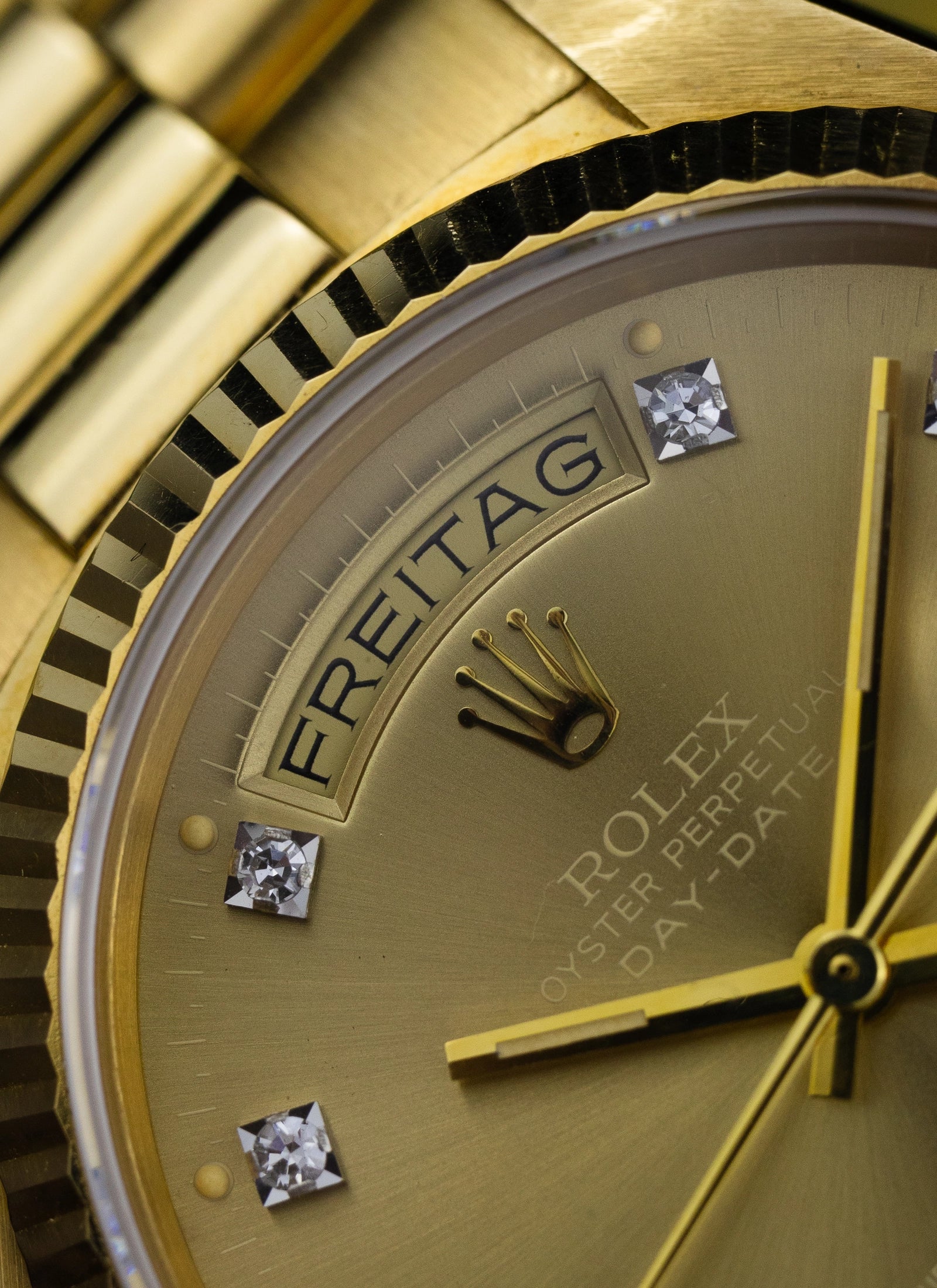 1979 18K Rolex Day-Date Havana Ghost Diamond Dial 18038 Box & Papers