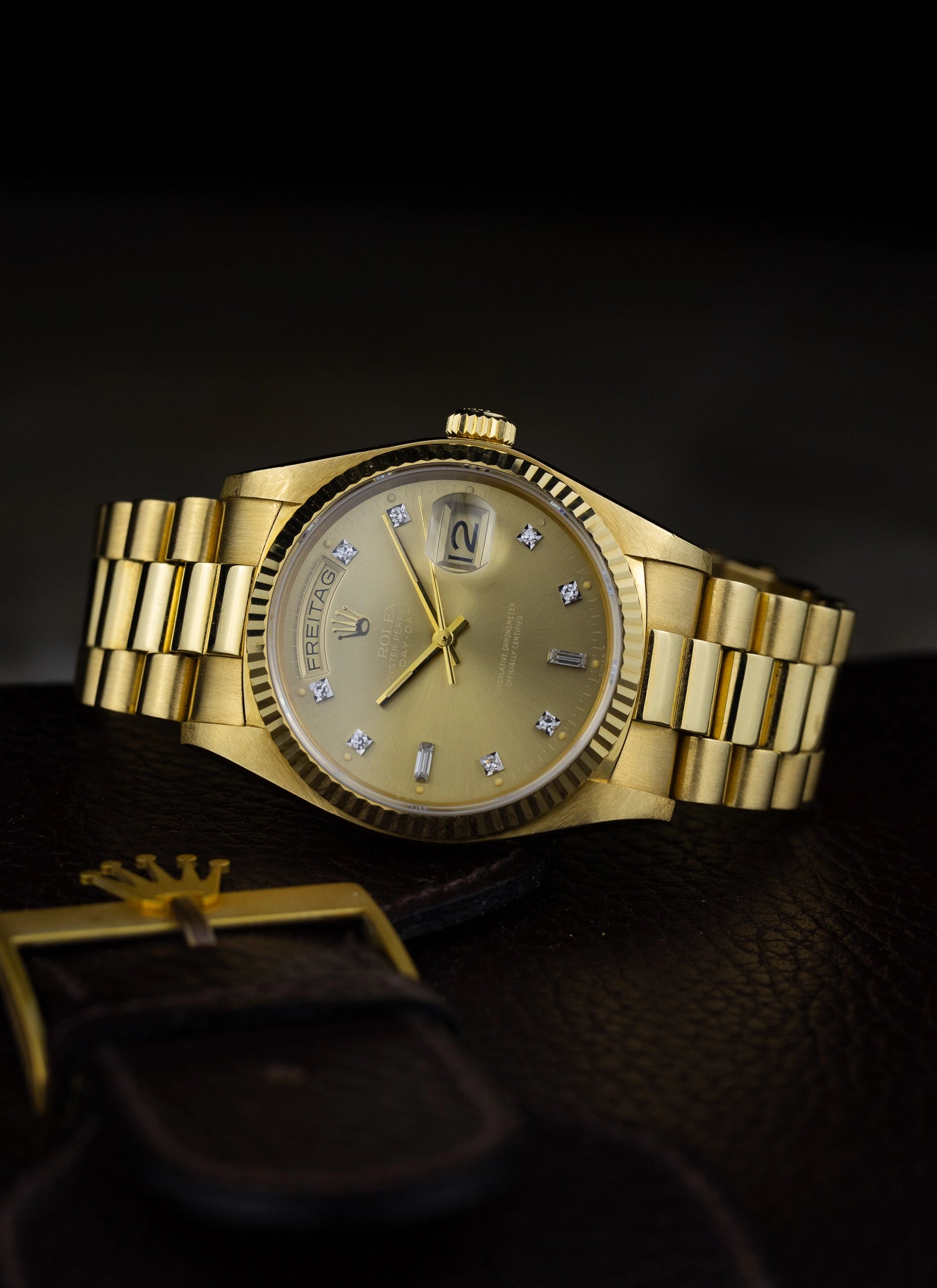 1979 18K Rolex Day-Date Havana Ghost Diamond Dial 18038 Box & Papers