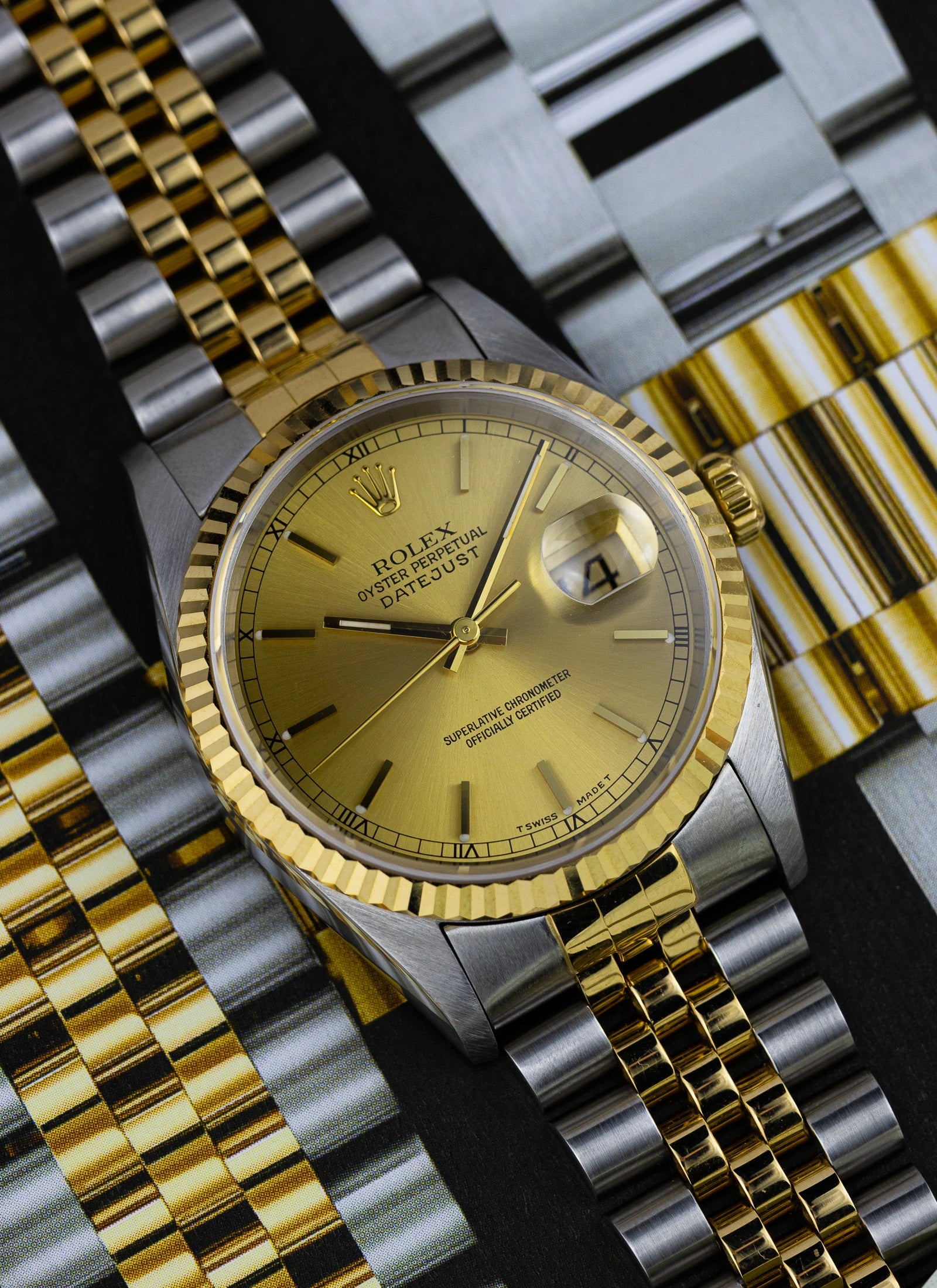 1996 Rolex Datejust Champagne Dial 16233 Full Set