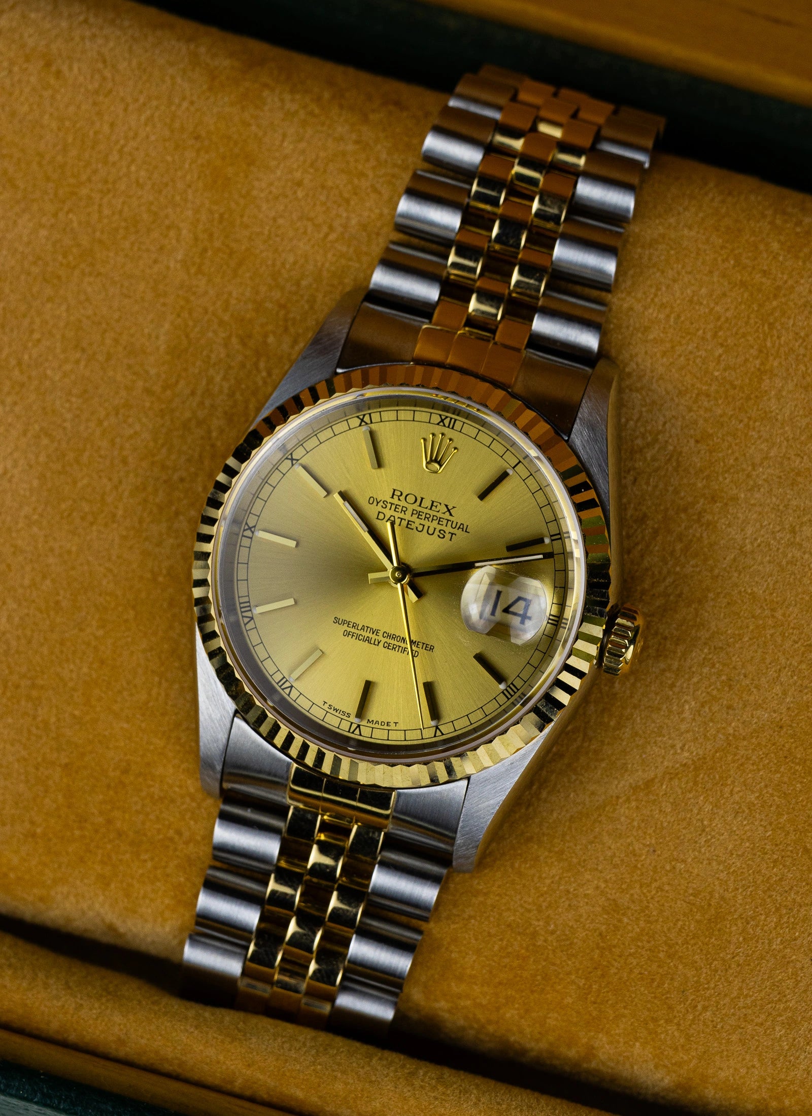 1996 Rolex Datejust Champagne Dial 16233 Full Set
