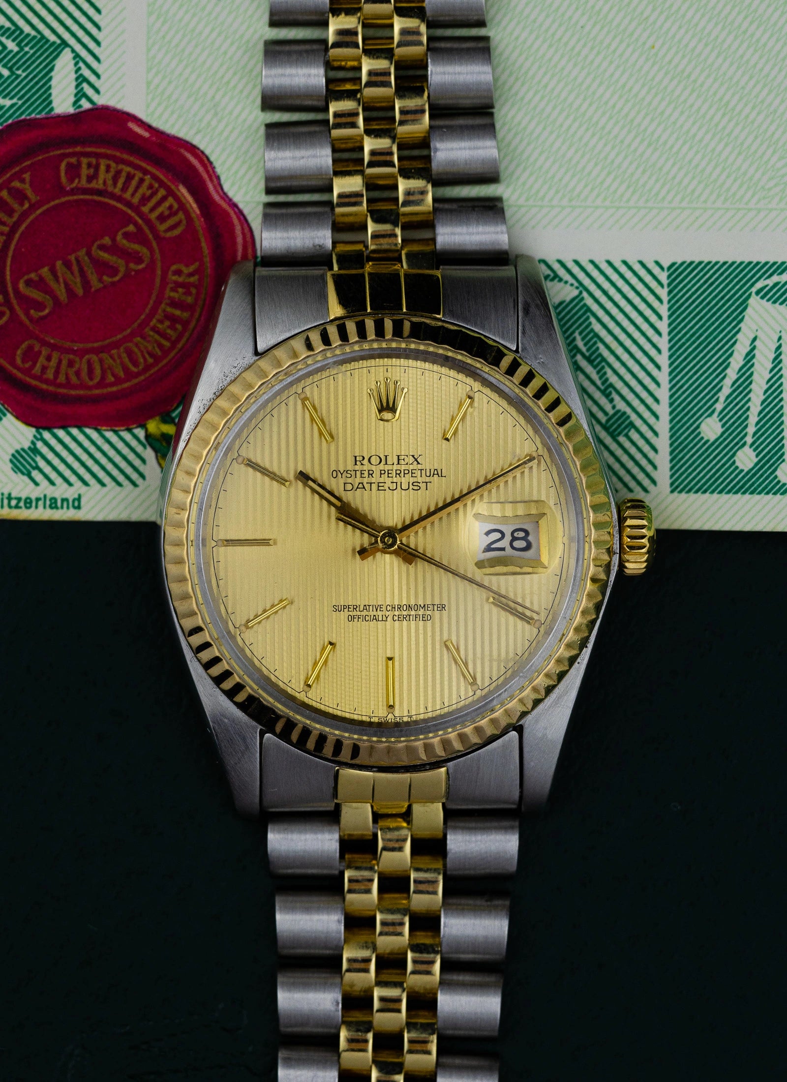 1980 Rolex Datejust Tapestry Dial 16013 Full Set