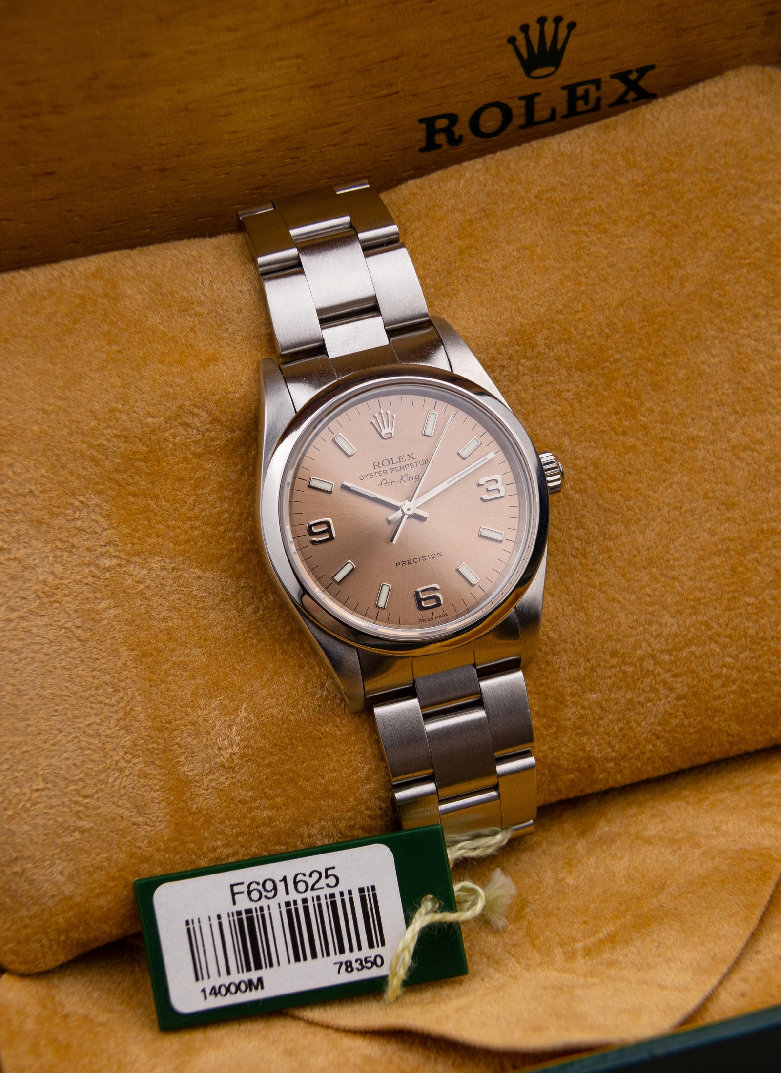 2005 Rolex Air King 14000 Salmon Dial Full Set