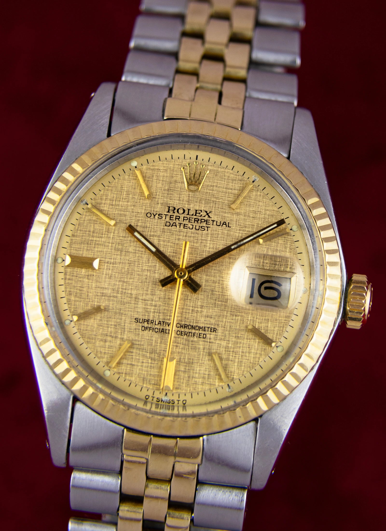 1973 Rolex Datejust 1601 Bicolor Linen Sigma Dial cal. 1570