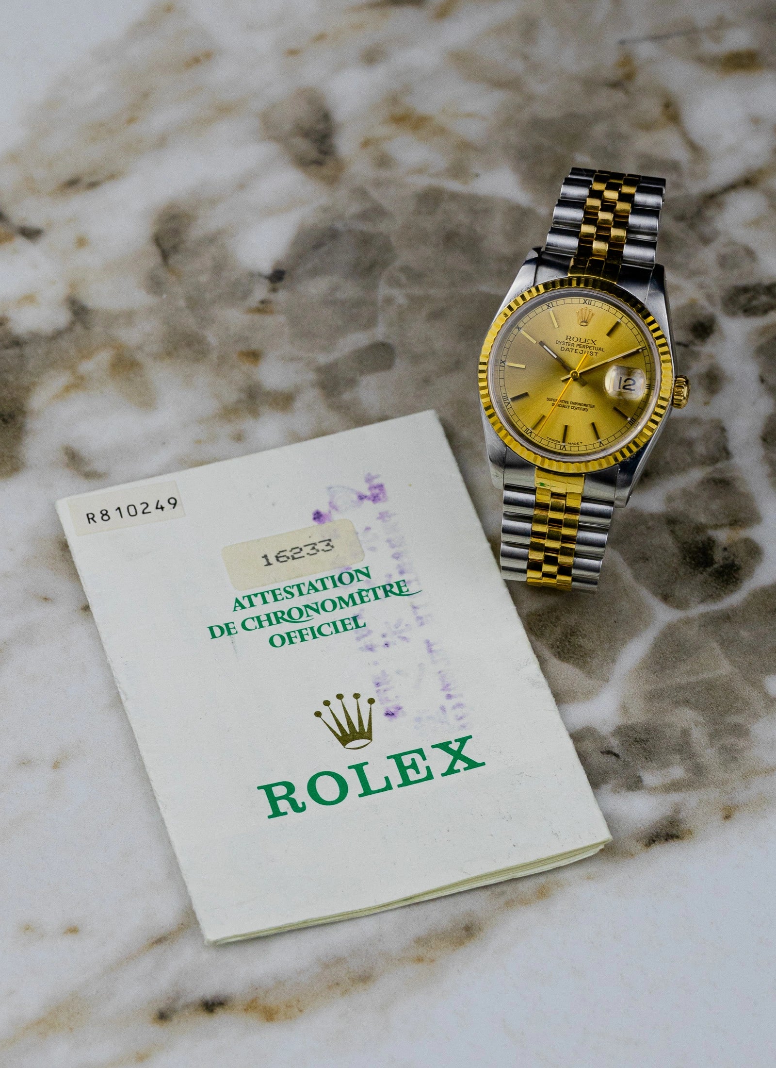 1991 Rolex Datejust 36 Champange Dial Ref. 16233