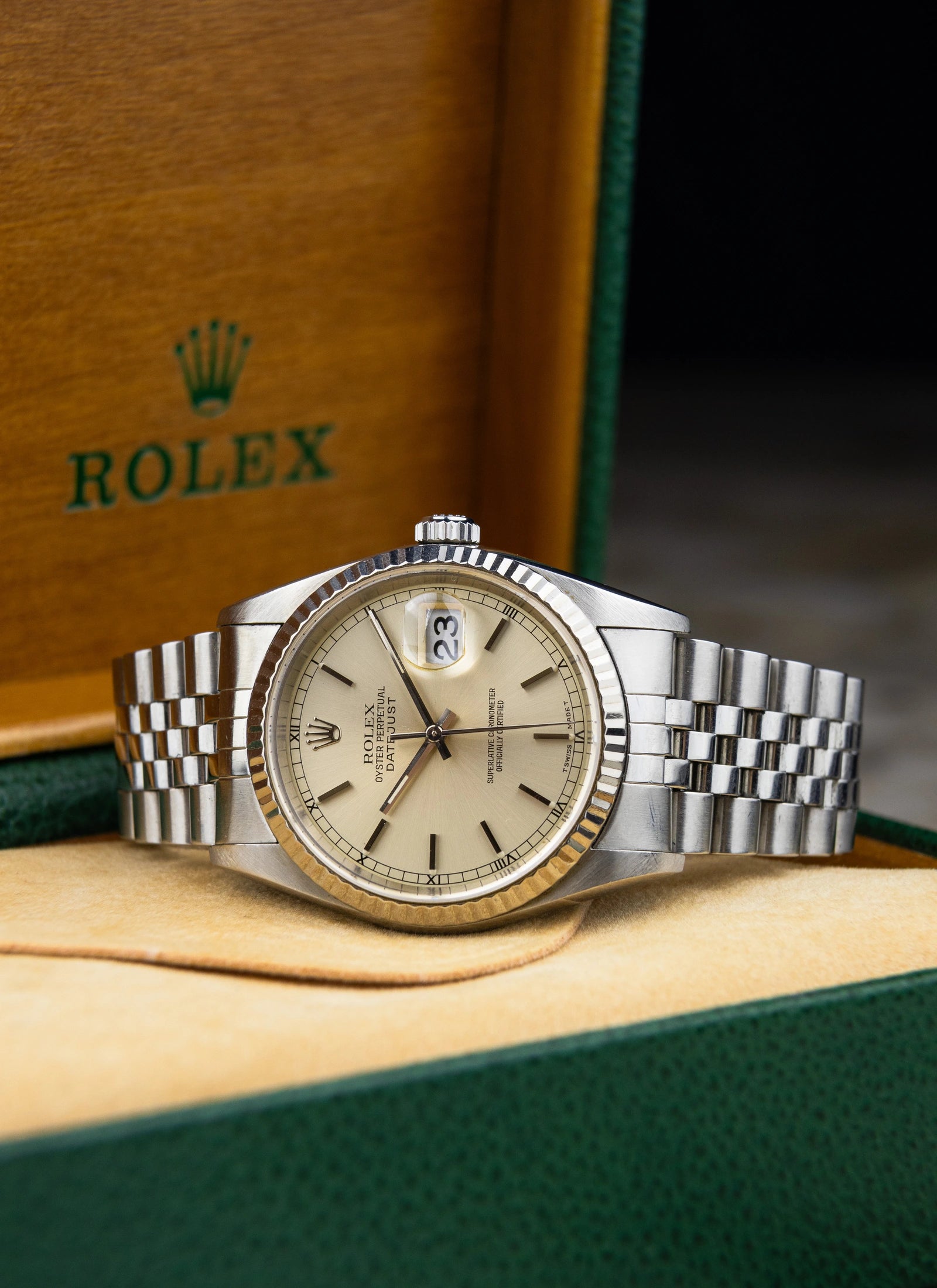 1996 Rolex Datejust 16234 silver/cream