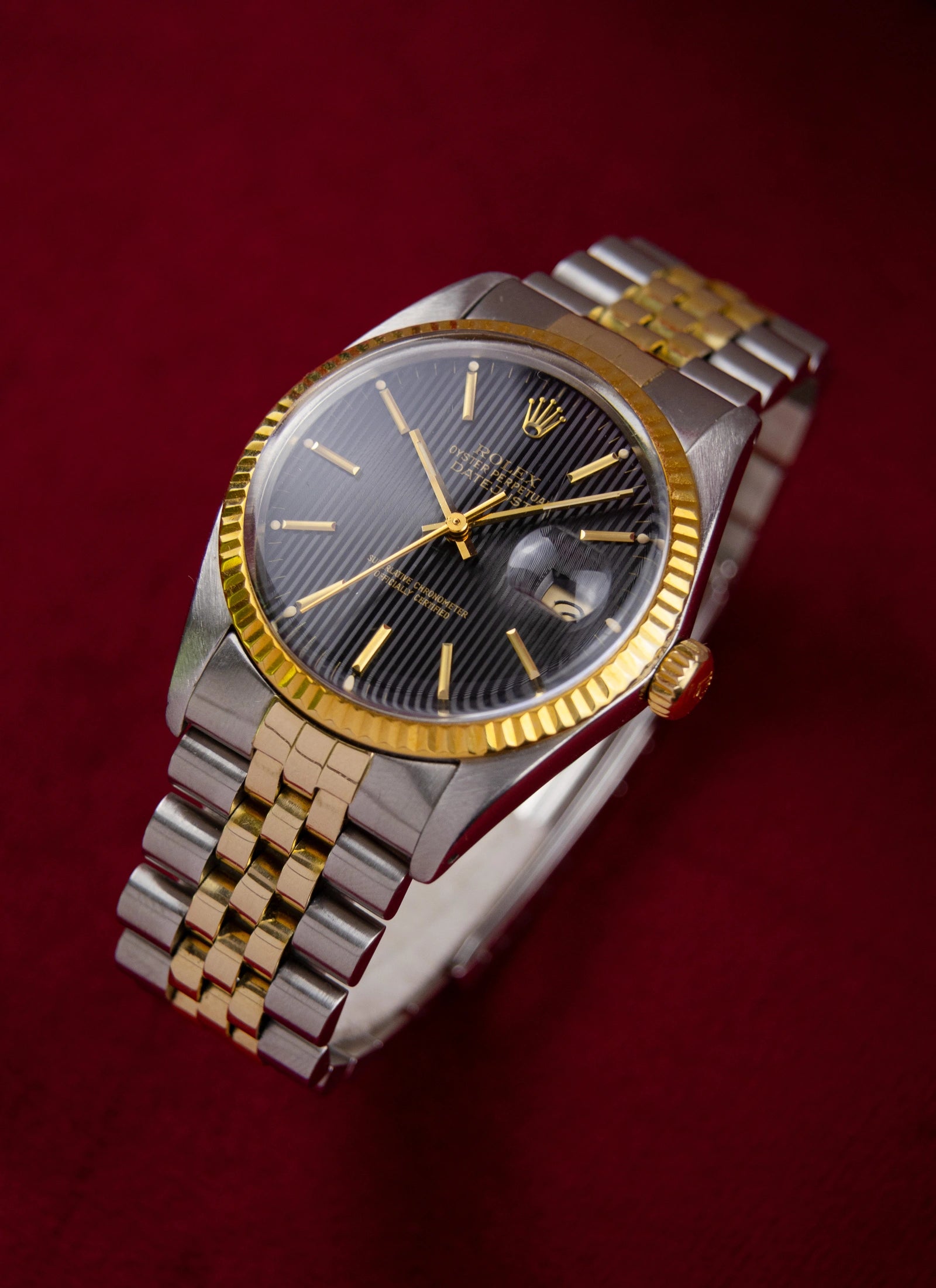 1982 Rolex Datejust 16013 Bicolor Black Tapestry Dial