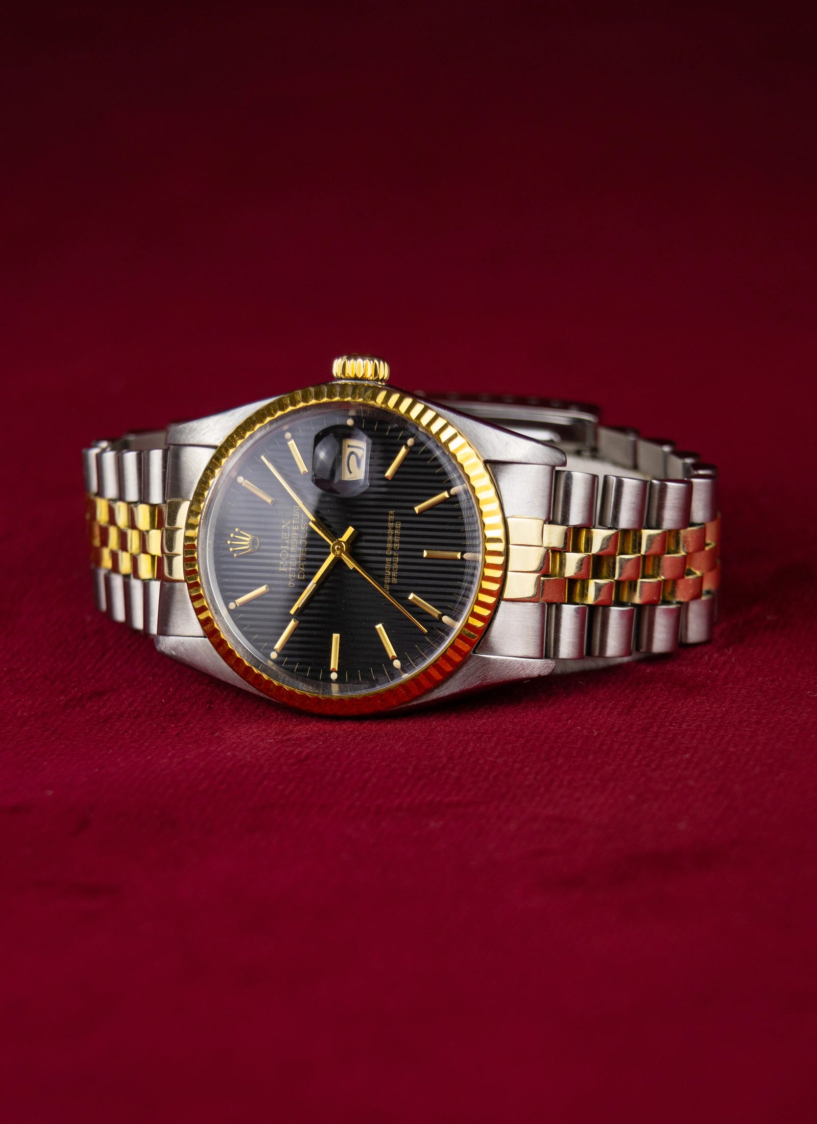 1982 Rolex Datejust 16013 Bicolor Black Tapestry Dial
