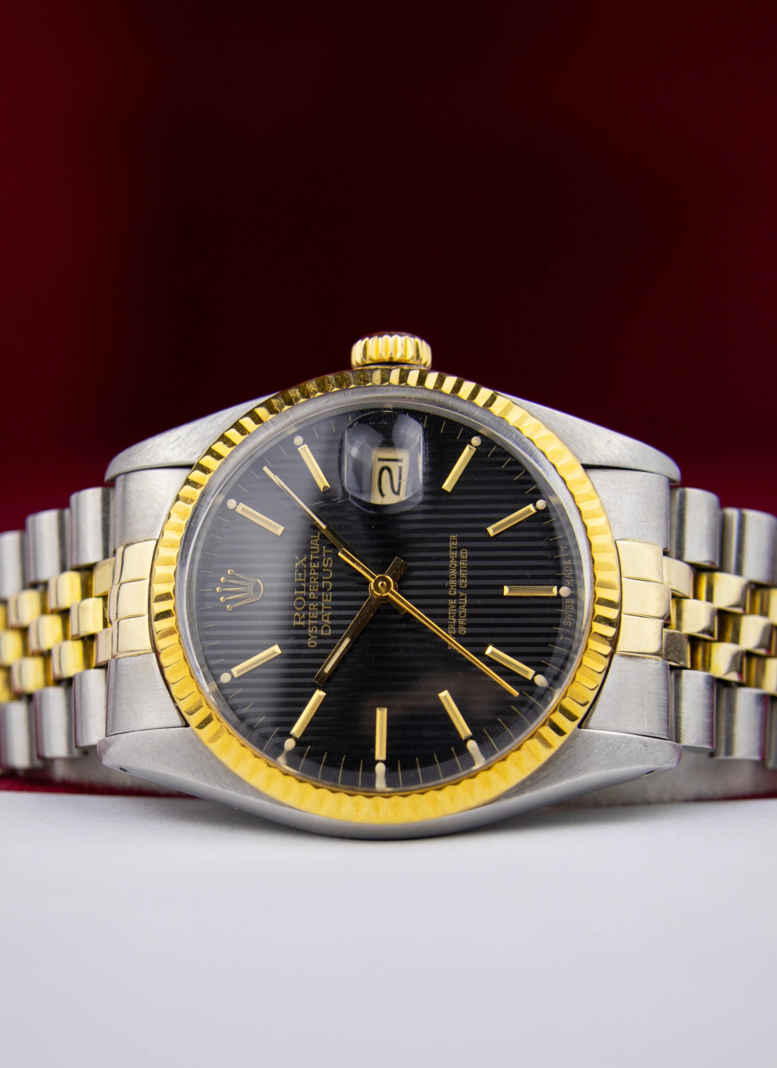 1982 Rolex Datejust 16013 Bicolor Black Tapestry Dial