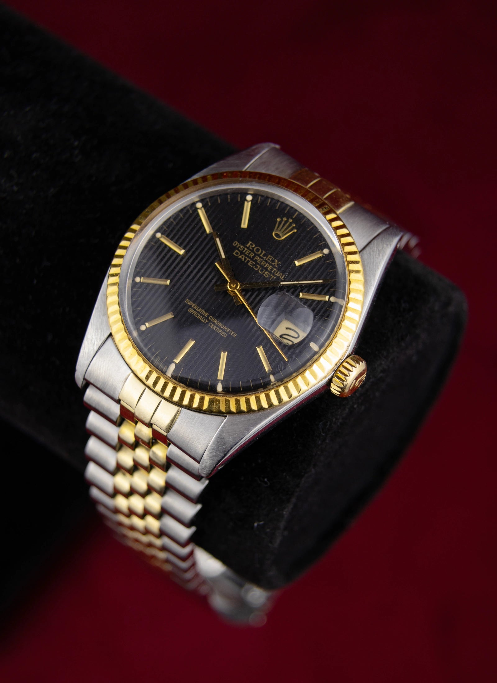 1982 Rolex Datejust 16013 Bicolor Black Tapestry Dial